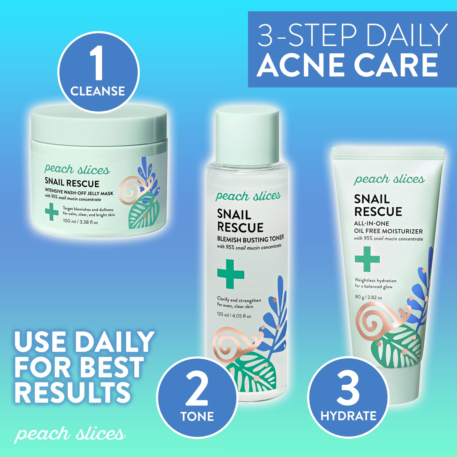 Peach Slices  Snail Rescue Intensive Treatment Wash-Off Face Mask  95% Snail Mucin  For Dark Spots & Blemishes  Refreshing & Cal