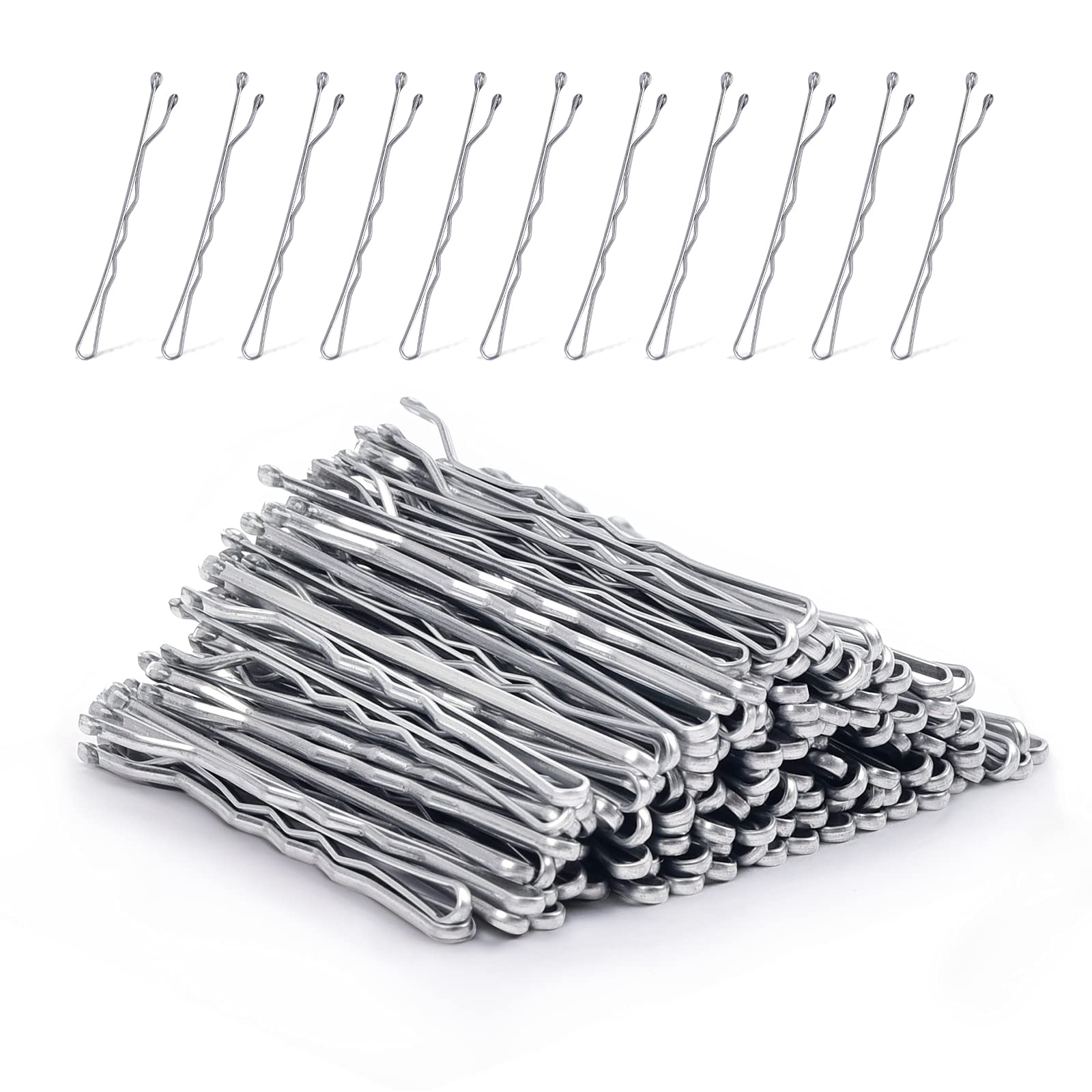 MORGLES Silver Bobby Pins, 120Pcs 2Inch Bobby Pins for Gray Hair with Box Hair Pins for Women, Silver