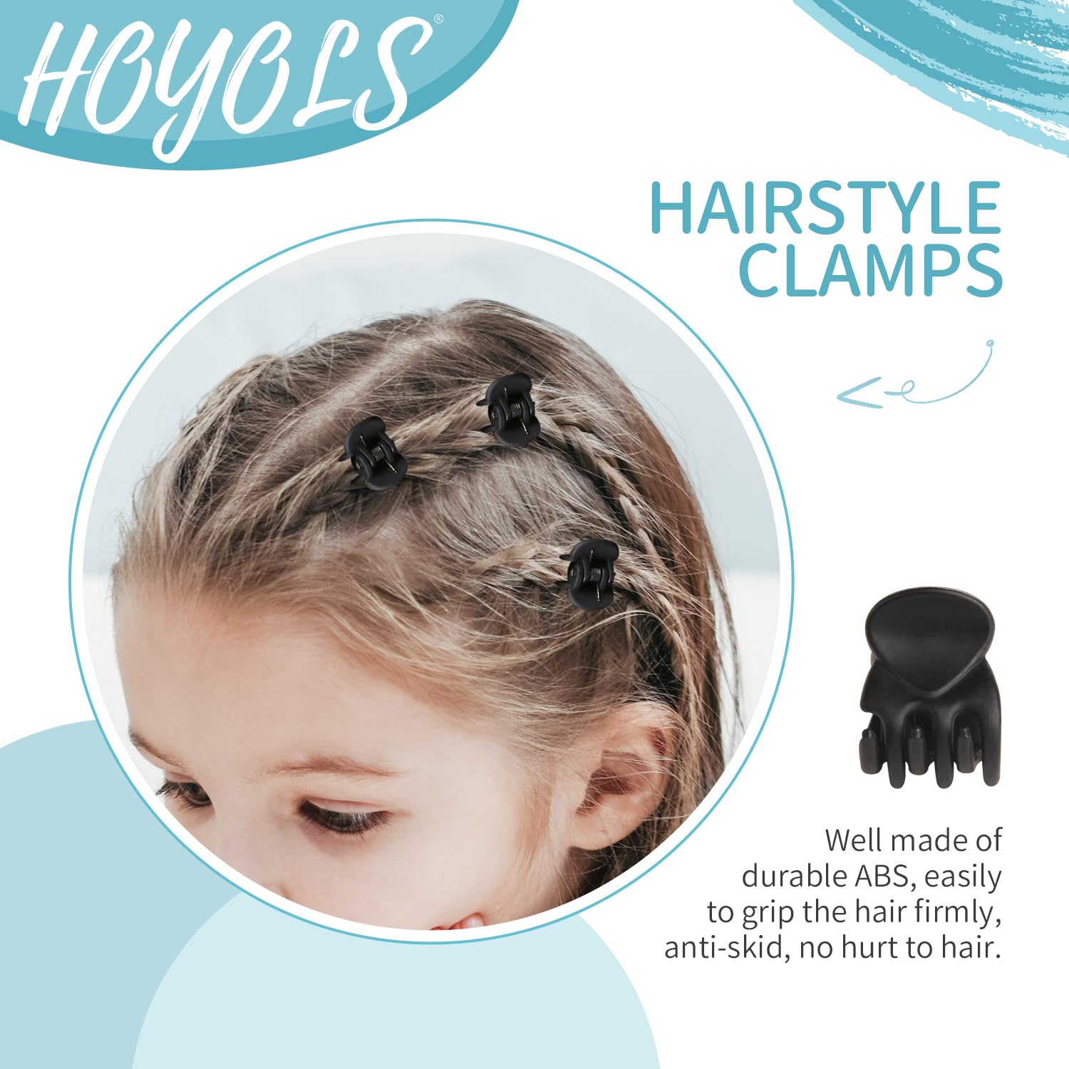 Hoyols 1/2 Inch Tiny Hair Clips Black, Small Clamp Hair Claw Clips No Slip No Crease Strong Grip For Women Girls Men Fine Medium