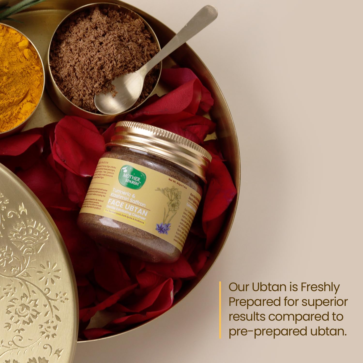 Mother Sparsh Turmeric Healing Face Ubtan Powder for Hyperpigmentation, Dark Spots & Radiant Complexion with Saffron, Rose Petal