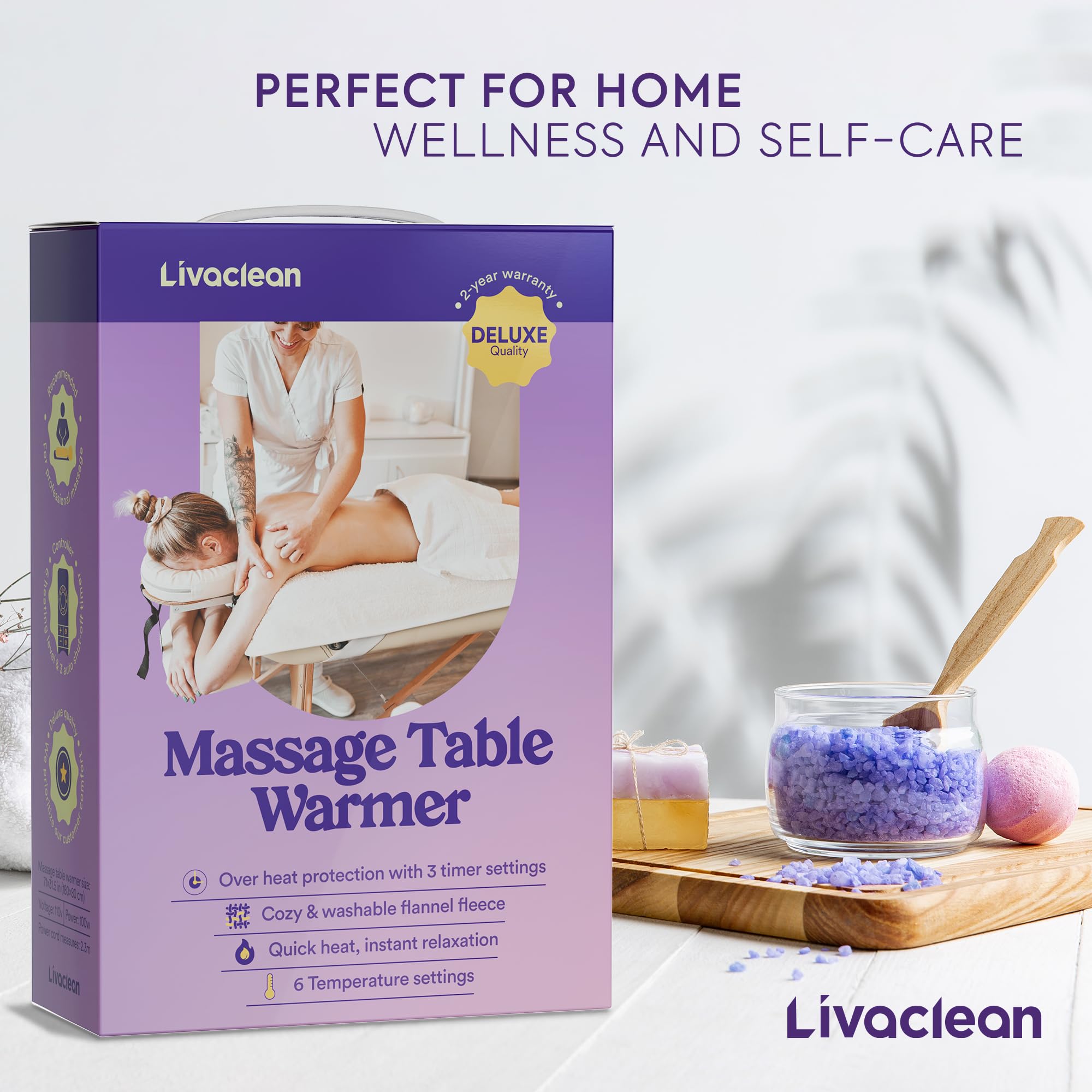 Flannel Massage Table Warmer W/ 6 Temperature Settings (71'' X 31.5   ) Livaclean Fleece Massage Table Warmer Heating Pad Blanke