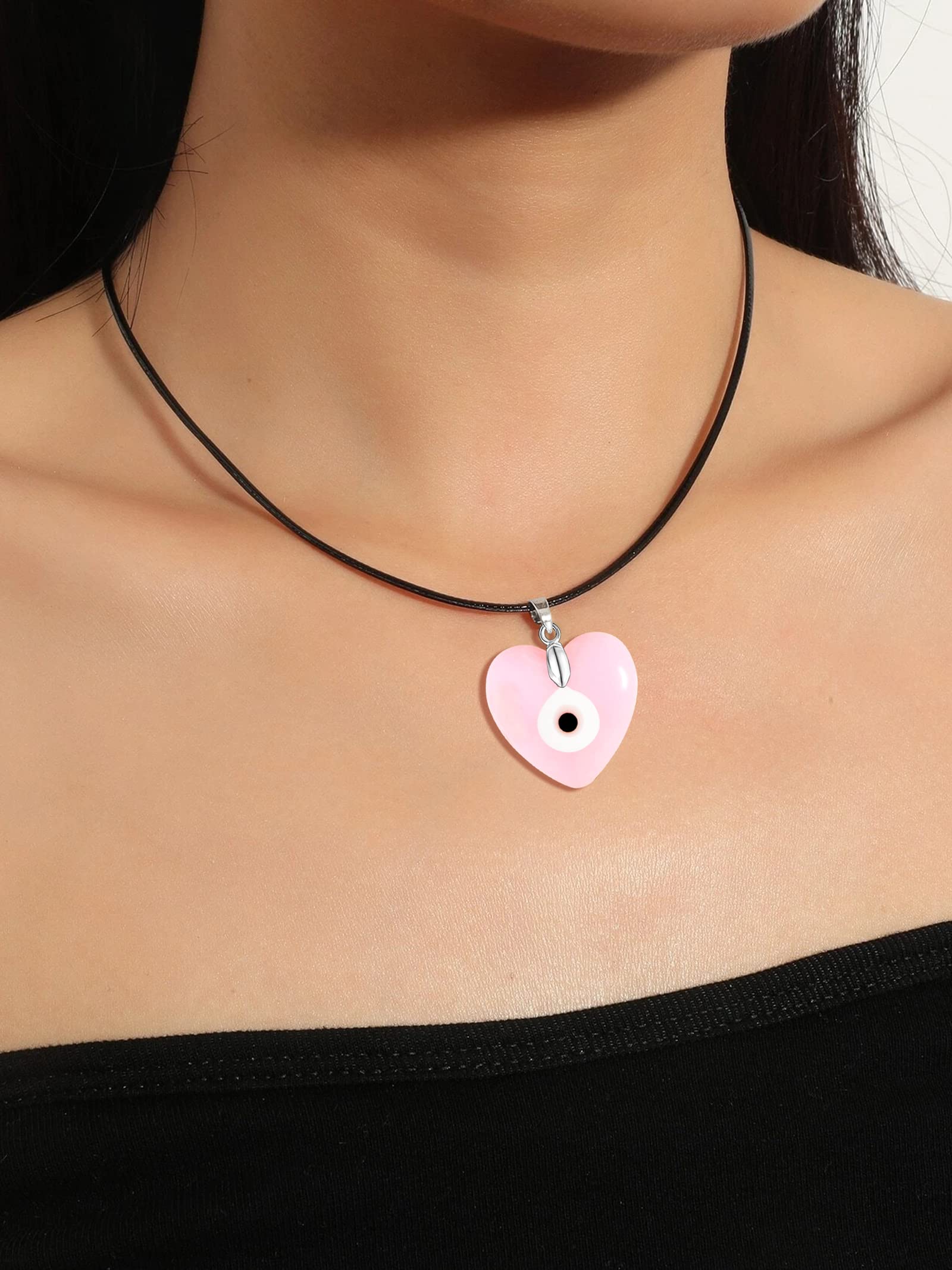 Long tiantian Evil Eye Necklace for Women Evil Eye Pendant Protection Necklaces for Men Leather Rope Glass Inspirational Jewelry