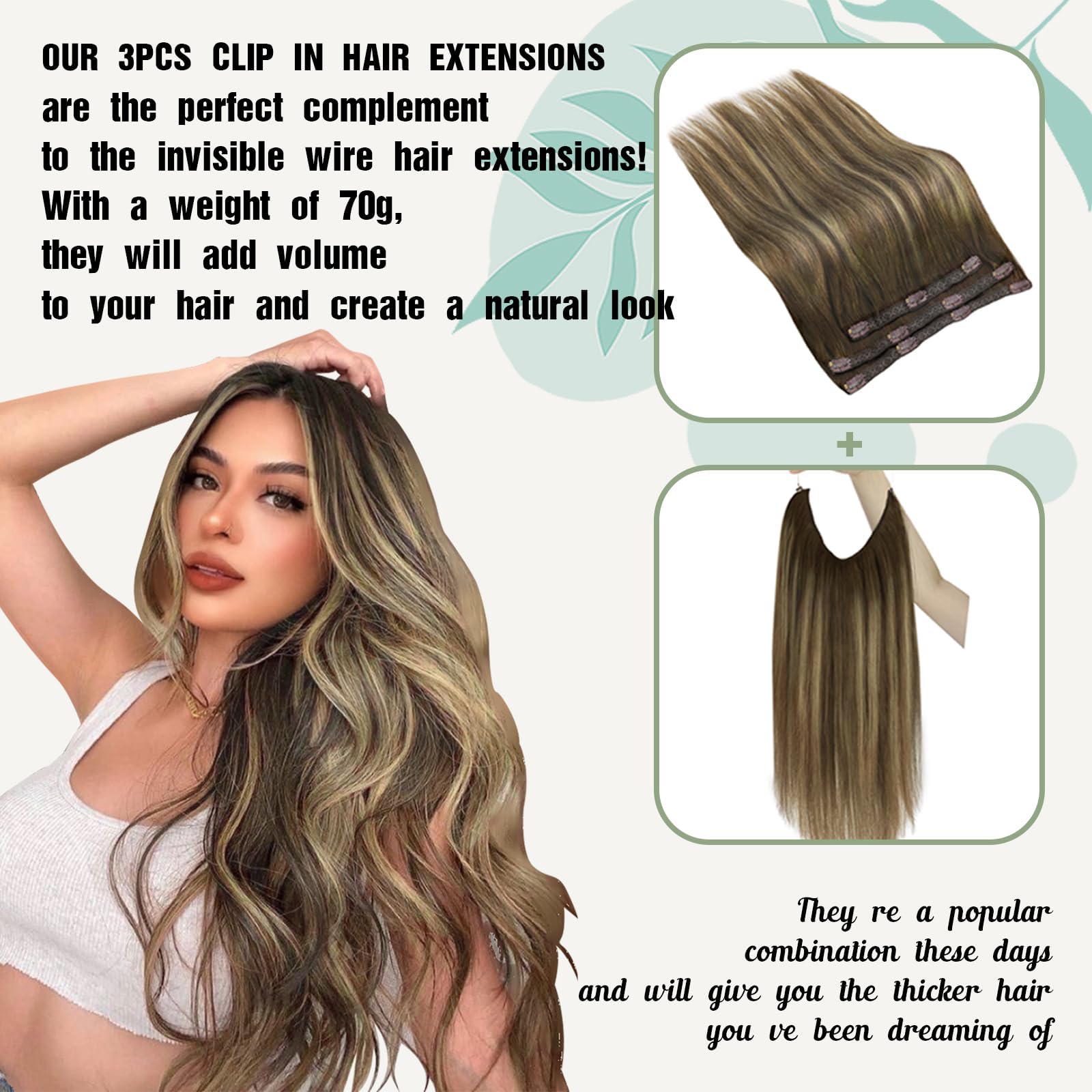 Sunny Human Hair Clip In Extensions Ombre Clip In Hair Extensions Real Human Hair Balayage Dark Brown Ombre Light Brown Blonde C