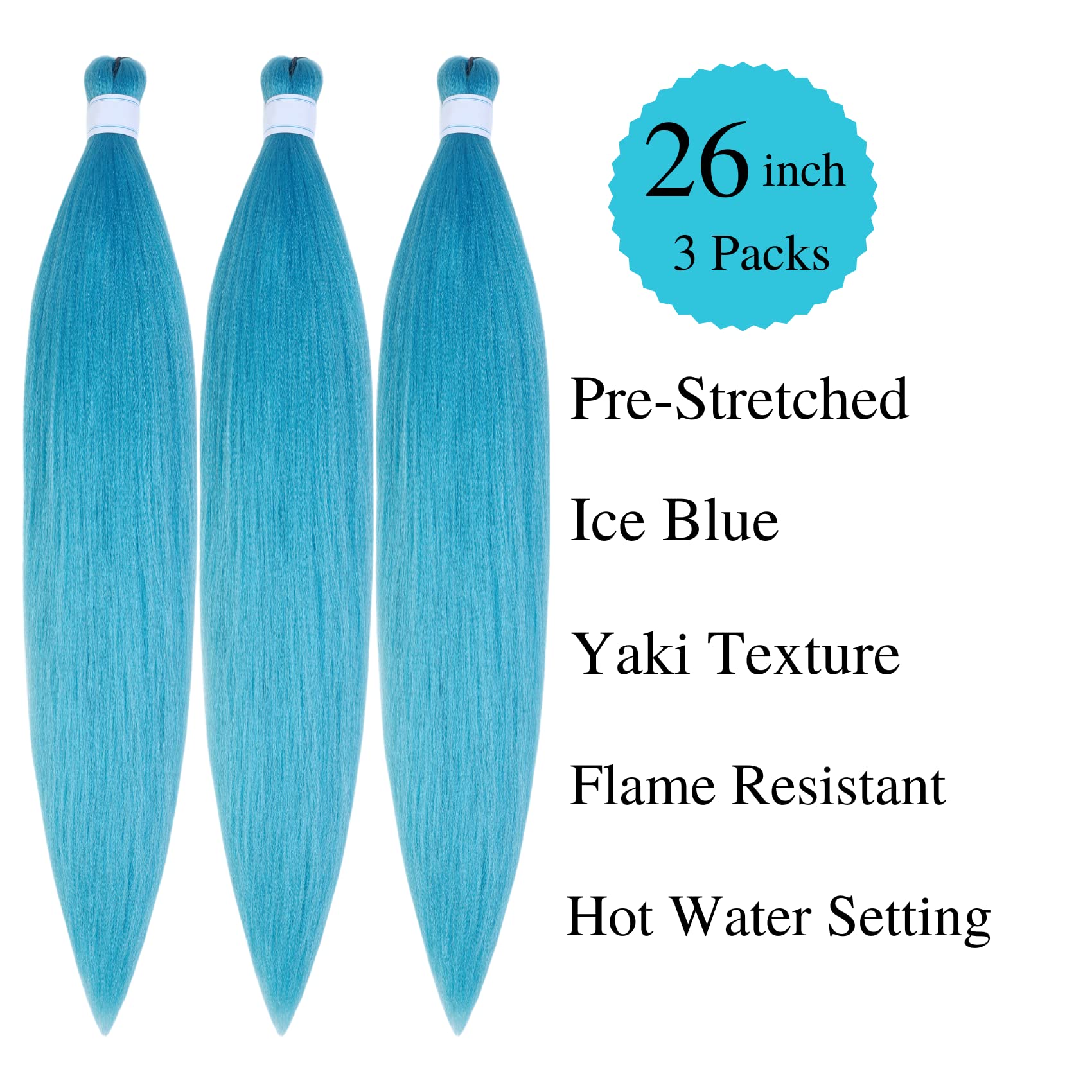 Gozill Mint Ice Blue Braiding Hair Pre Stretched Kanekalon Braiding Hair Prestretched Ez Braid Colored Braiding Hair Extensions
