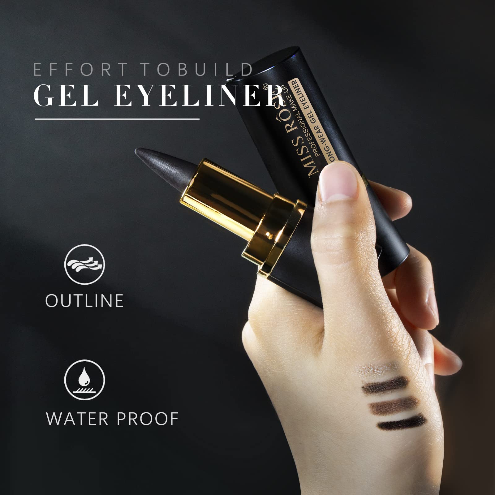UNIFULL 4 color Gel Eyeliner, Cream Eyeliner Tool Smudge Proof Eyeliner Pencil Matte Black Eyeliner Pencil Tattoo Eyeliner Pen E