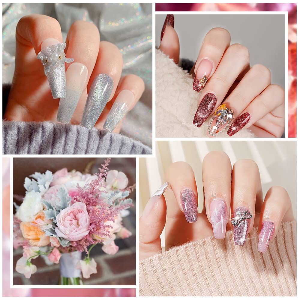 Mizhse Reflective Glitter Cat Eye Gel Nail Polish 7Ml, Sparkly Diamond Cateye Soak Off Gel Polish Magnetic Manicure Set For Nail