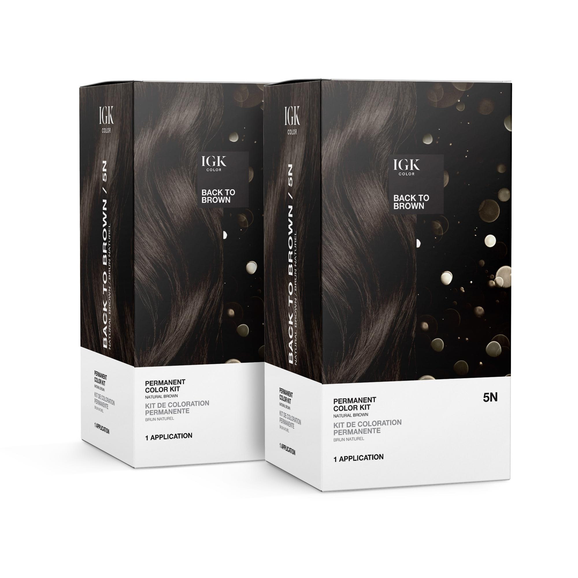 IGK Permanent Color Kit (2-Pack) BACK TO BROWN - Natural Brown 5N | Easy Application + Strengthen + Shine | Vegan + Cruelty Free