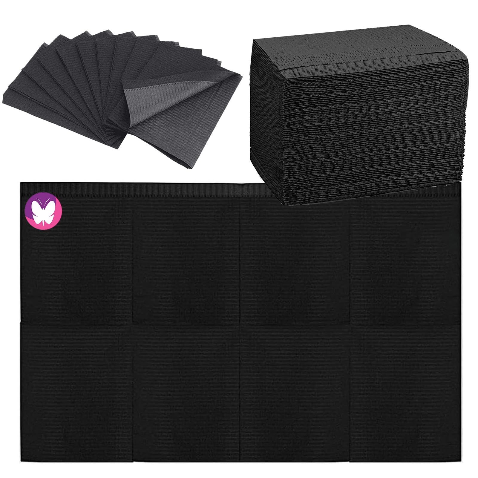 Golashfun Nail Table Mats Disposable Nail Art Paper Towels,50Pcs Black Waterproof 3 Ply Nail Art Paper 13'' X 17'' Pads For Nail