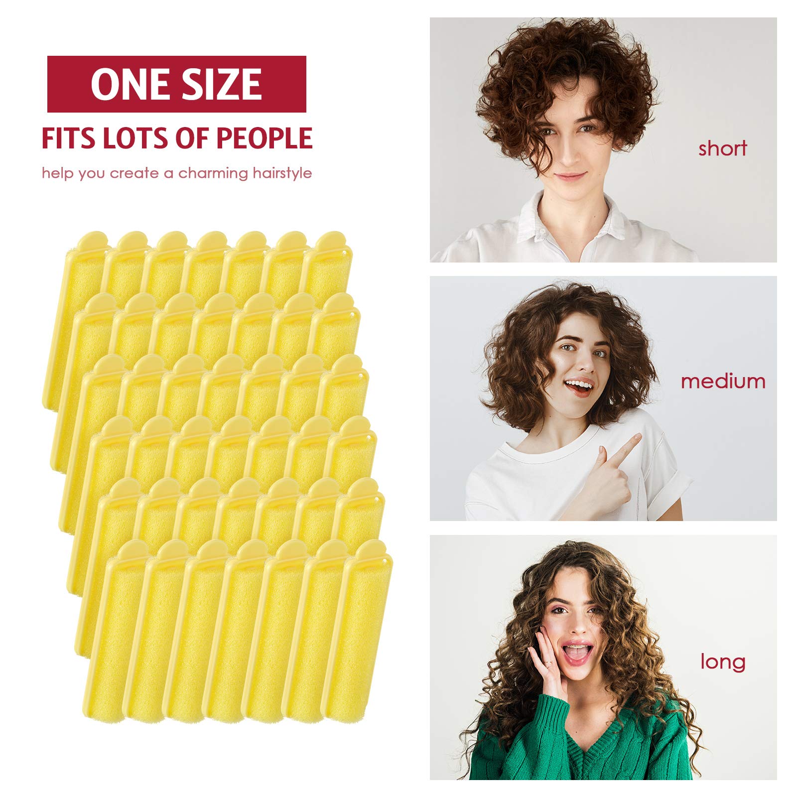 43 Pieces Soft Foam Sponge Hair Rollers 0.59 Inch Set With Stainless Steel Comb For Curling And Styling (Yellow)