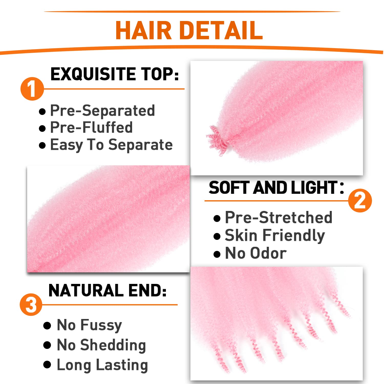 Springy Afro Twist Hair 12 Inch 6 Packs Pre Fluffed Marley Twist Braiding Hair For Black Women (12 Inch, 6 Packs, Pink)