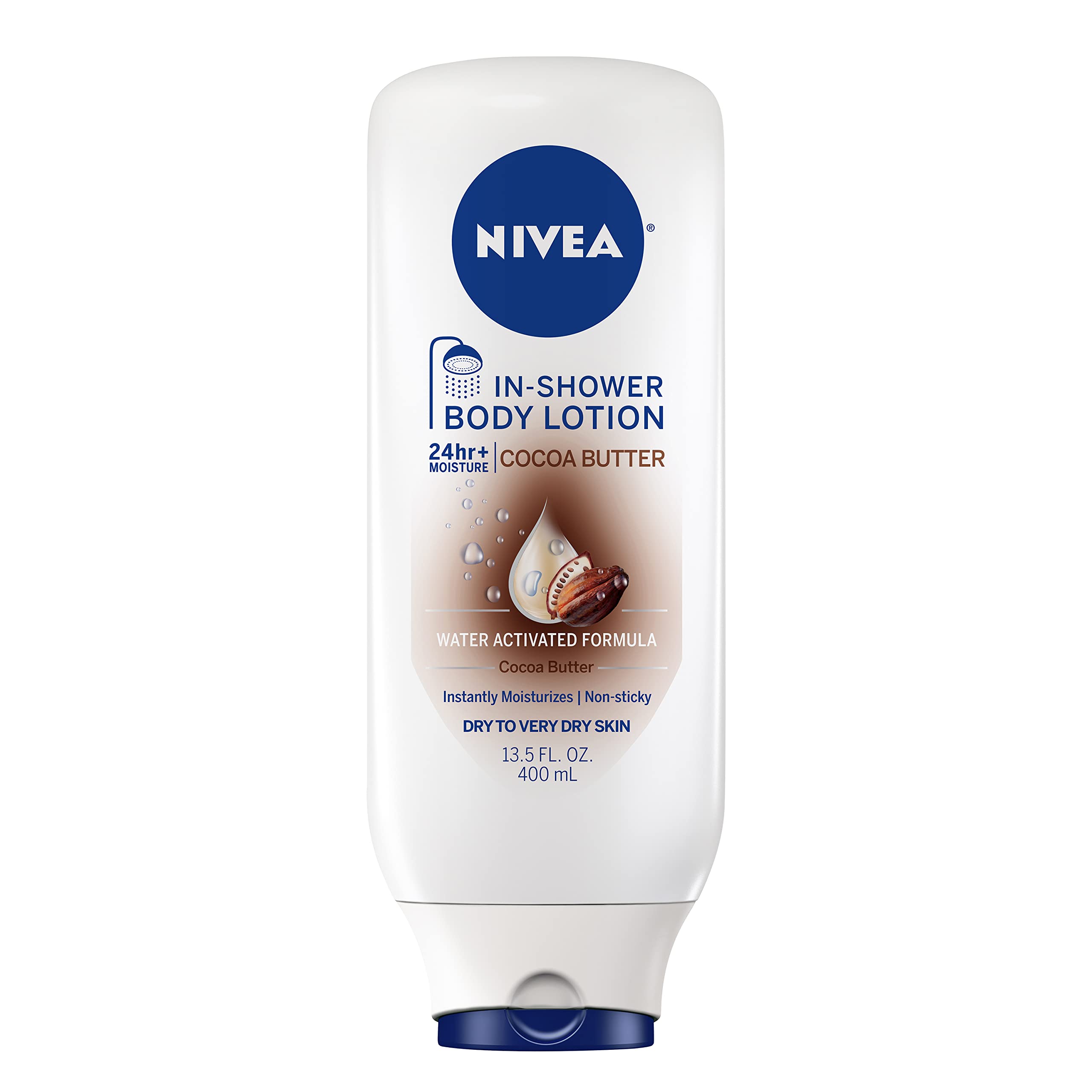 Nivea Cocoa Butter In Shower Lotion, Body Lotion For Dry Skin, 3 Pack Of 13.5 Fl Oz Bottles