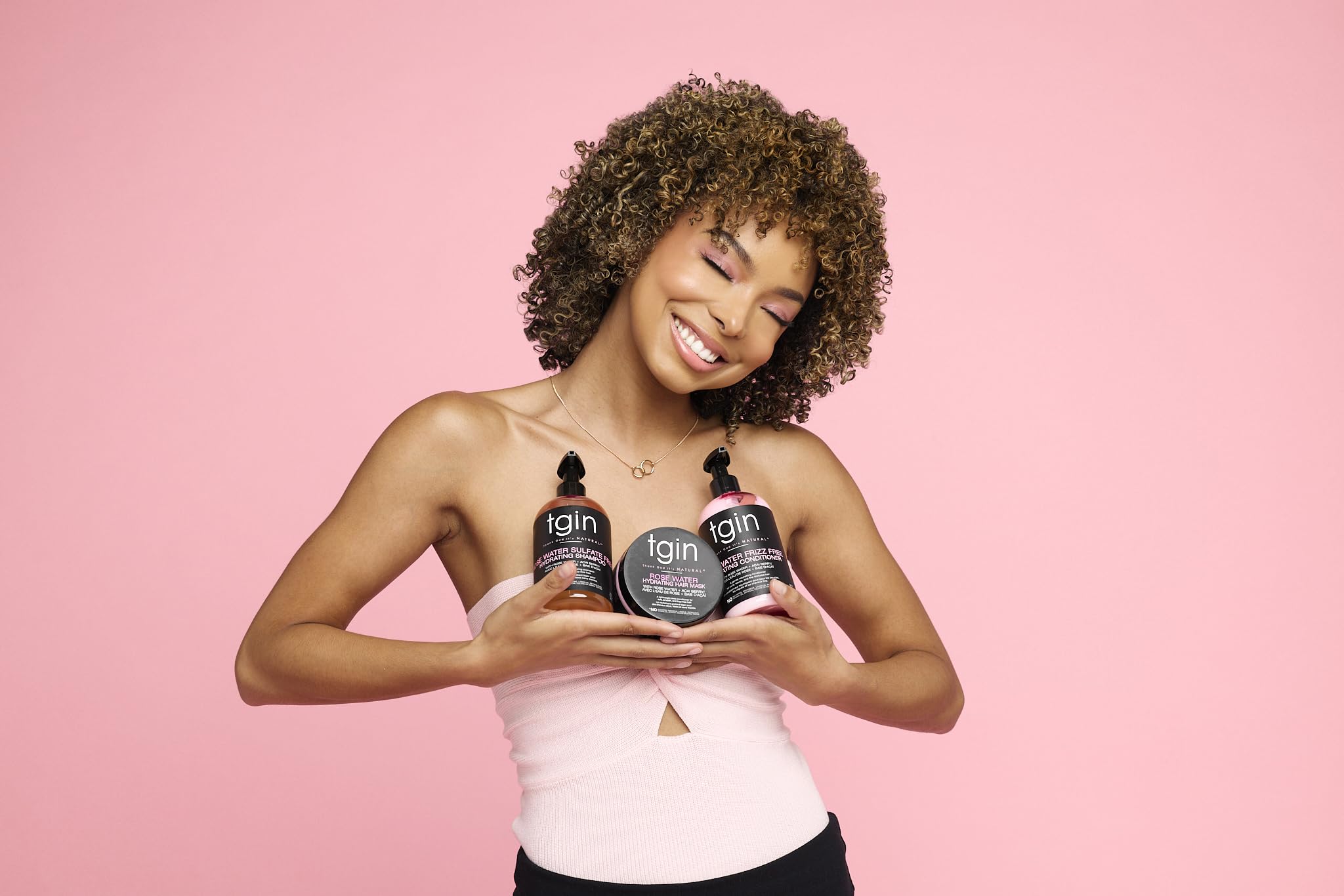 Tgin Rose Water Shampoo + Conditioner Duo - For Natural / Dry/Fine/Color Treated Hair - Curls - Waves - Low Porosity - 13Oz