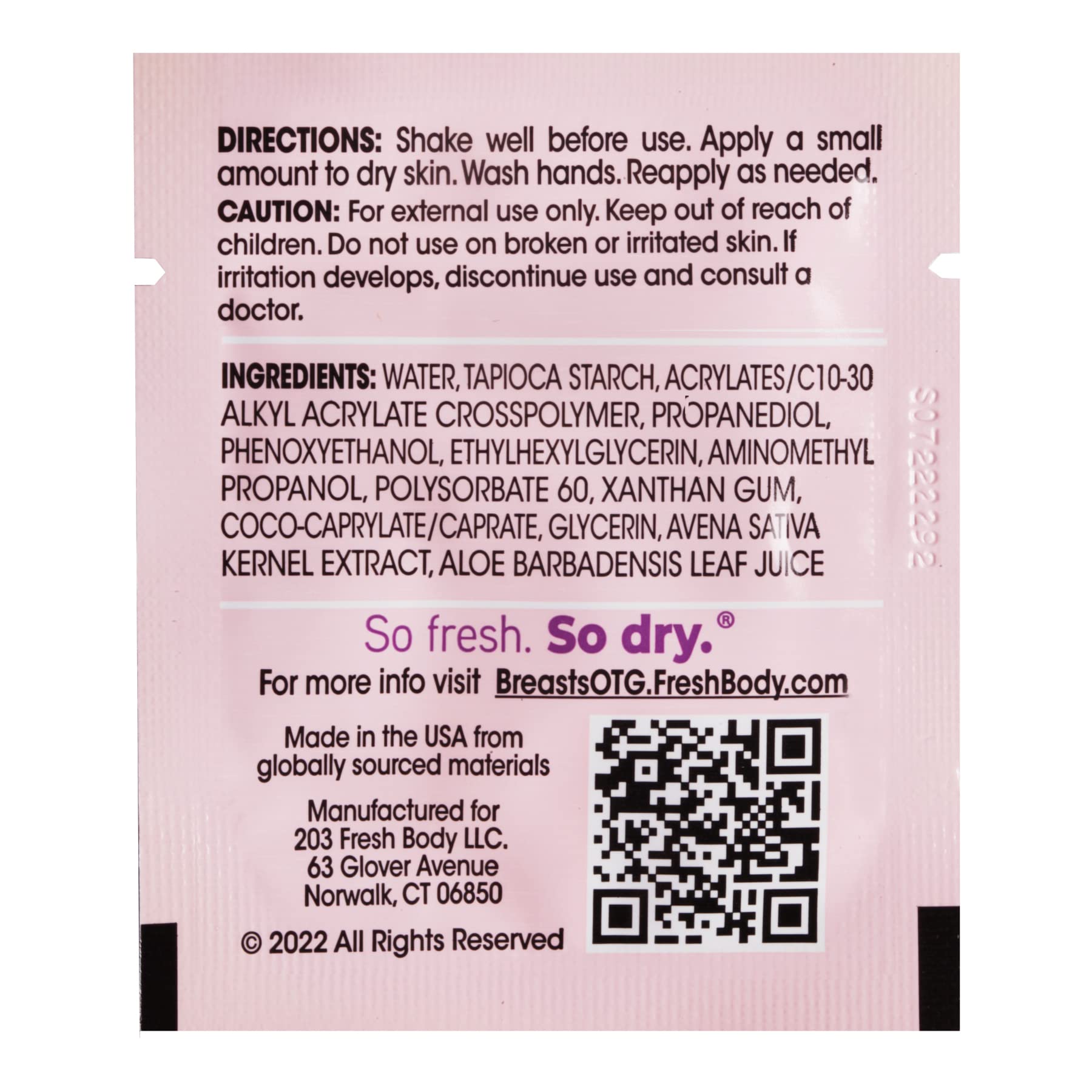 Fresh Body Fb Breasts On-The-Go Anti Chafing Deodorant Lotion To Powder - Unscented, 0.07Oz Travel Size (15 Pack) Anti Chafe Cre