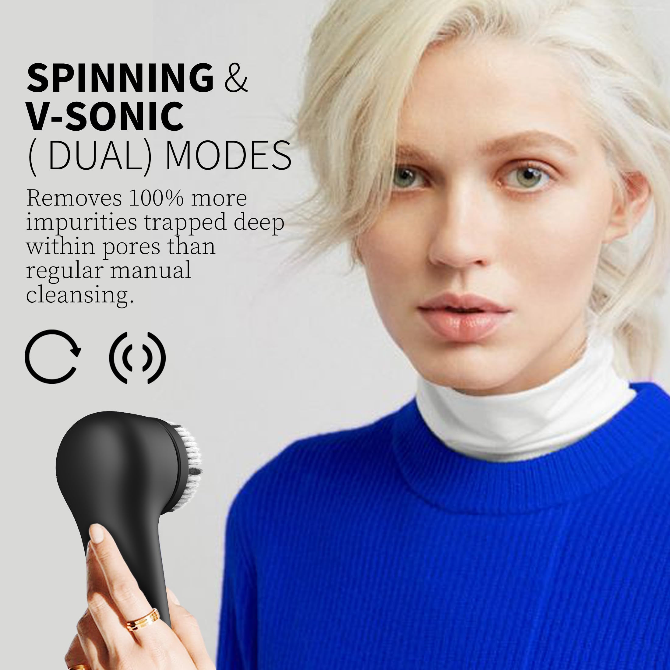 Face Scrubber, Facial Cleansing Brush, Waterproof & Rechargeable Face Scrub Brush For Men&Women, Electric Facial Exfoliator With