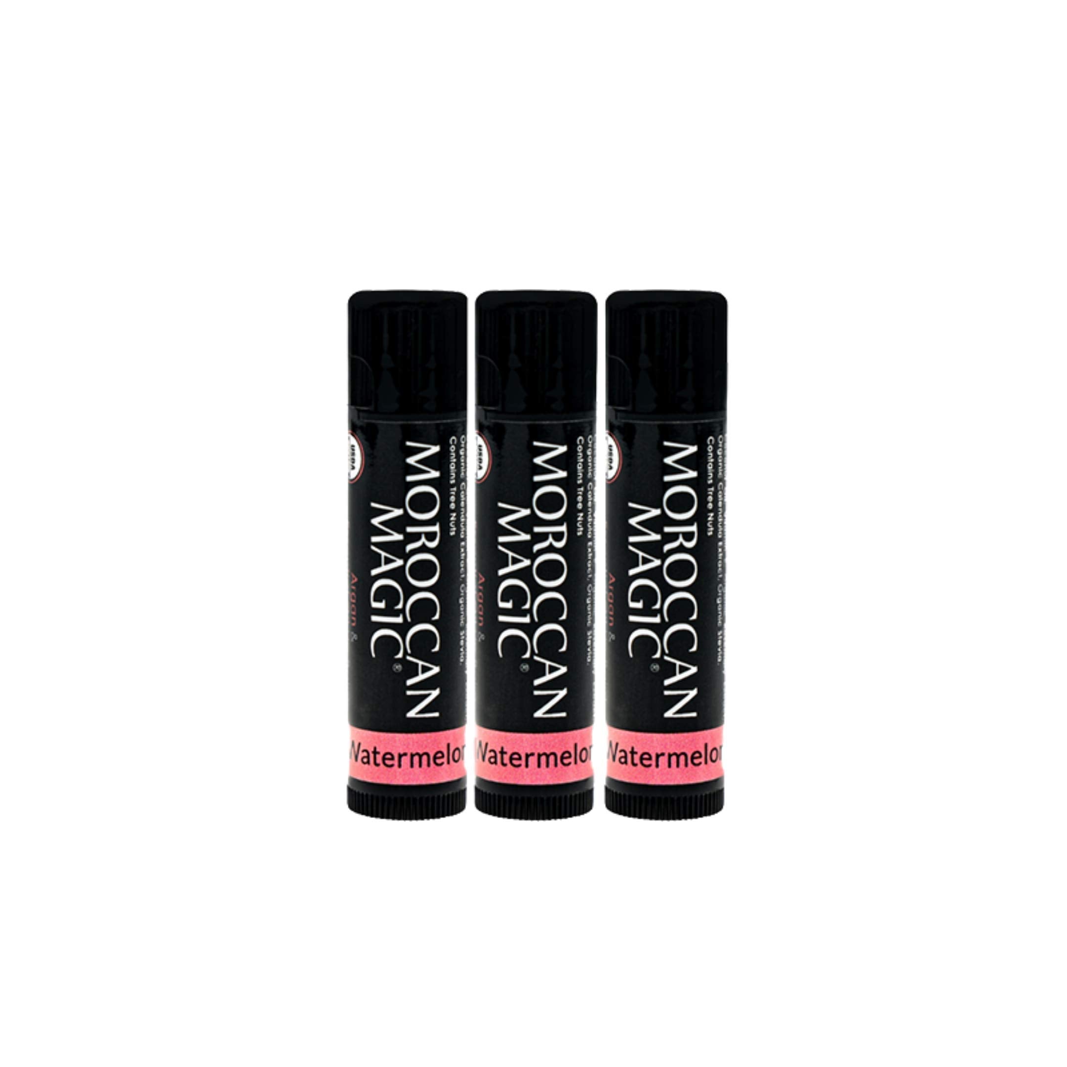 Organic Moroccan Magic Lip Balm 3 Pack | Watermelon Lip Balm Set | Chapsticks For Dry Lips | Made With Natural Argan, Essential