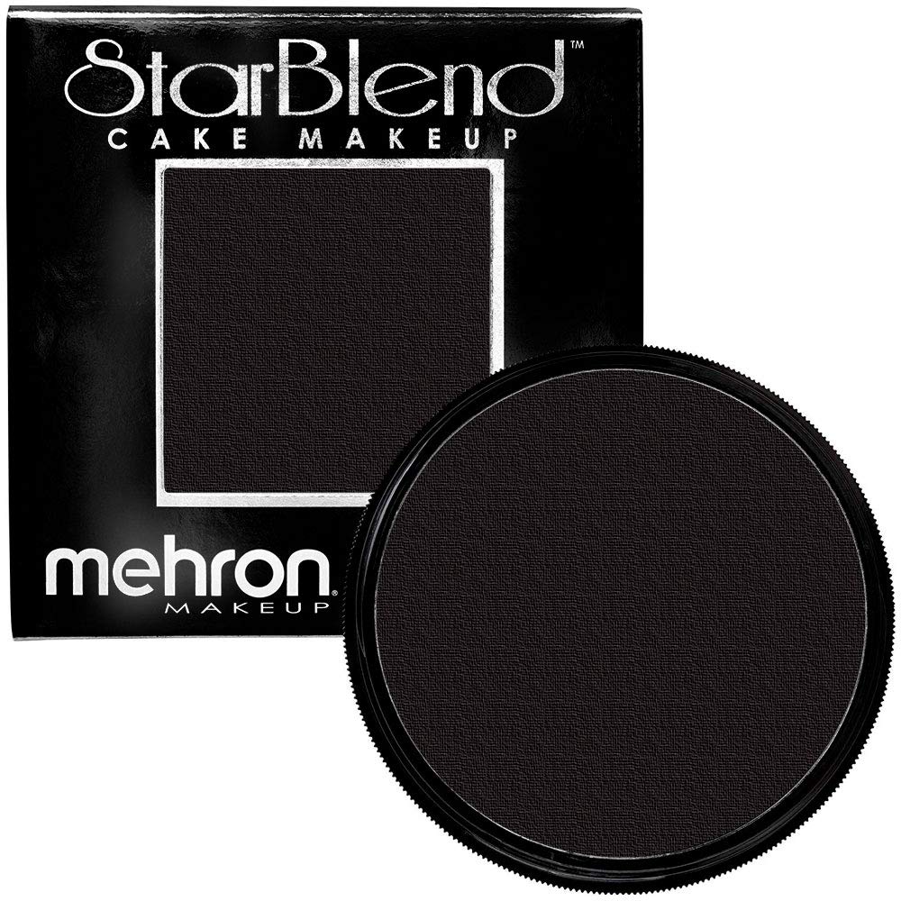 Mehron Makeup Starblend Cake Makeup | Wet/Dry Pressed Powder Face Makeup | Powder Foundation | Black Body And Face Paint 2 Oz (5
