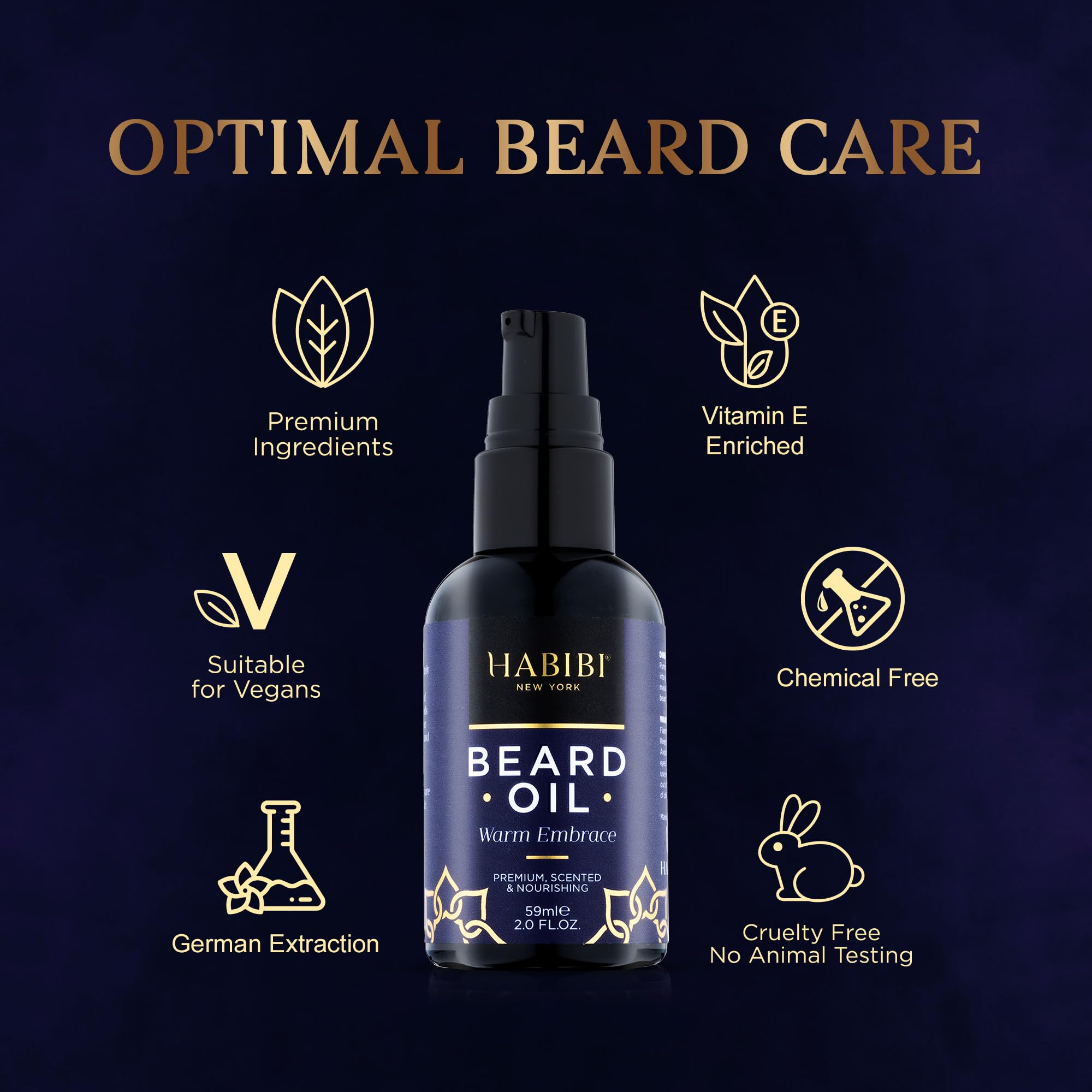 H Habibi Warm Embrace Beard Oil 2.0 Fl. Oz - Nourishing Blend, Scented Beard Oil For Men, Beard Growth Oil. Made In Usa