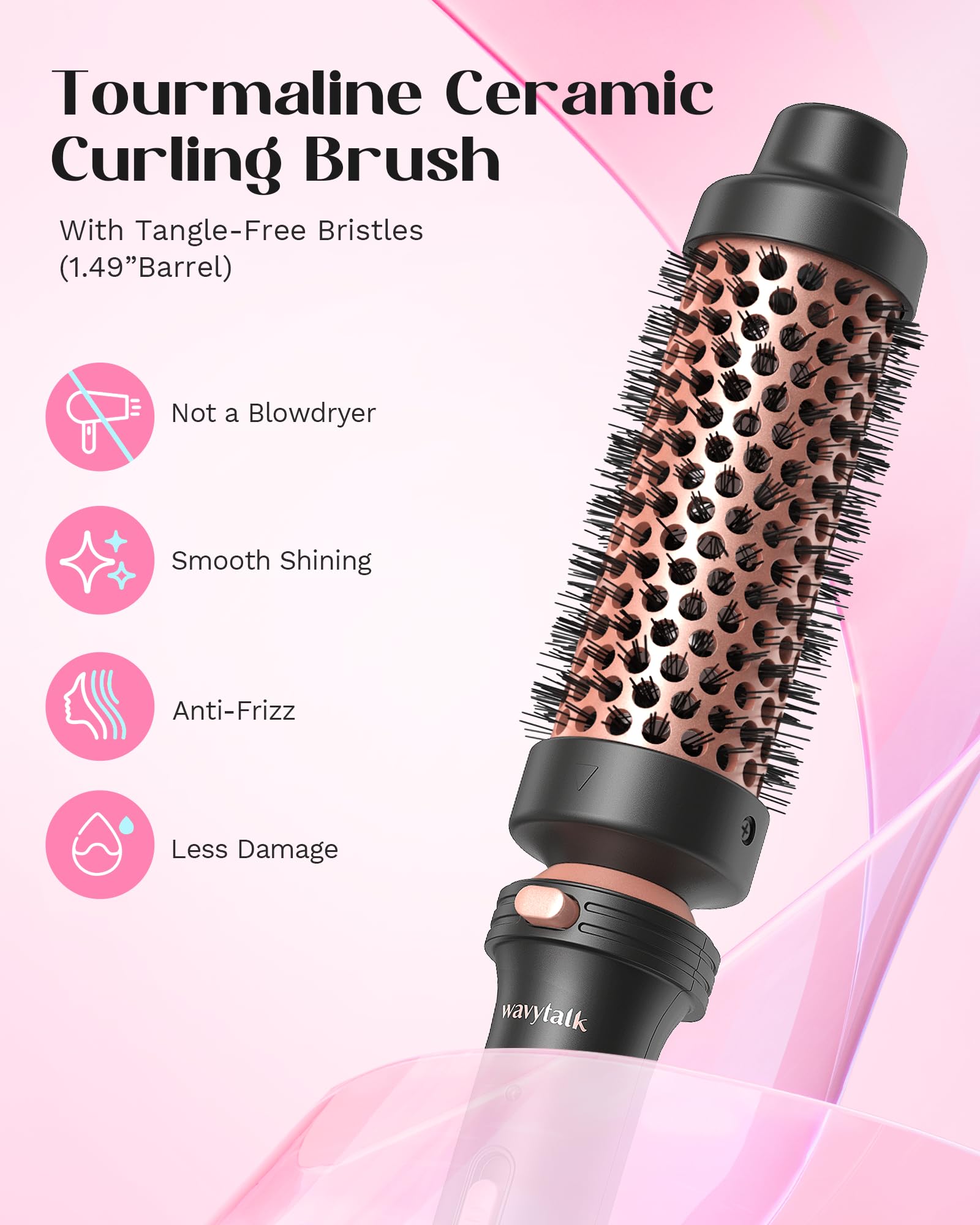 Wavytalk 5 in 1 Curling Iron Set - Ceramic Curling Wand (0.5”-1.25”), Rose Gold, Includes Heat Protective Glove & Clips