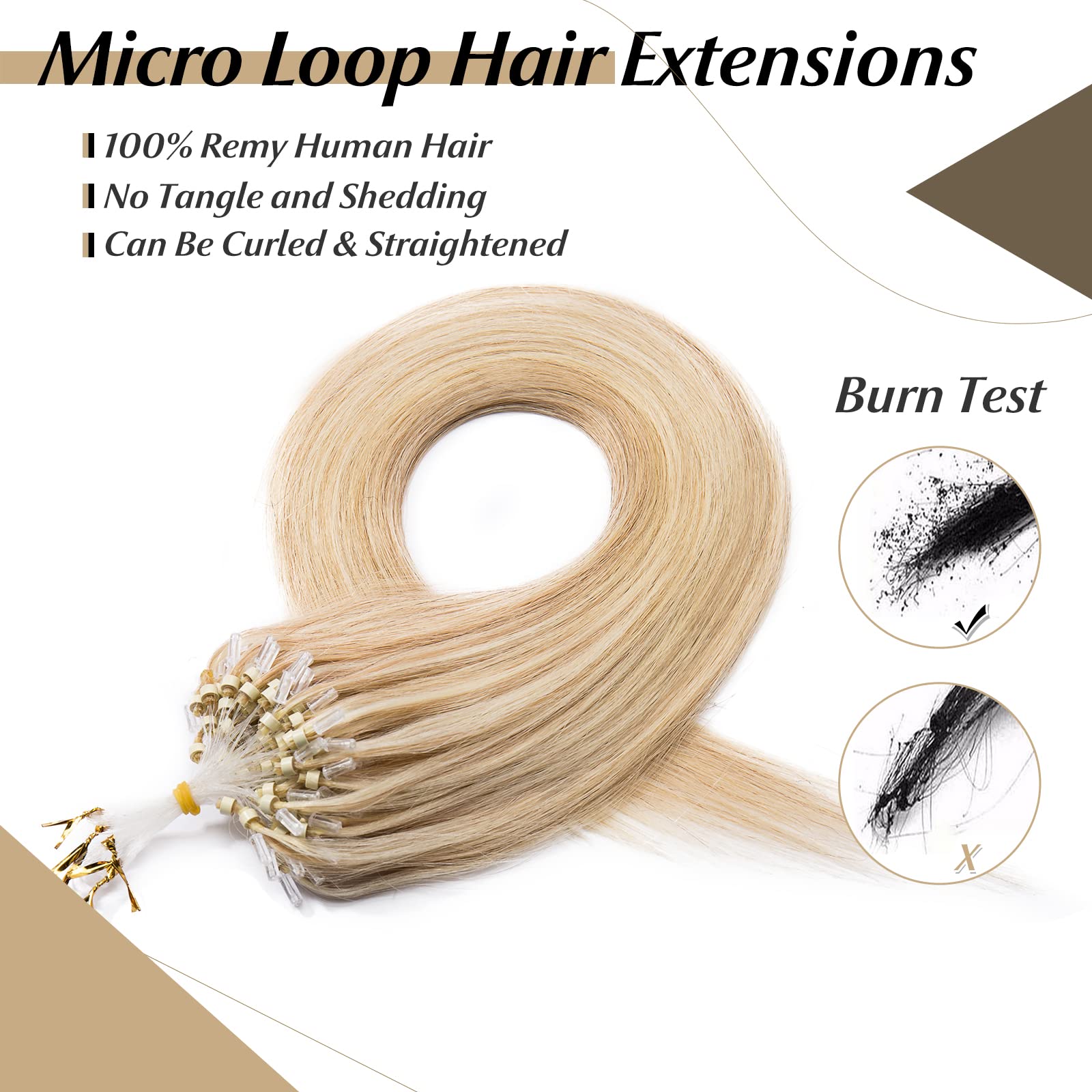 Sego Micro Beads Hair Extensions Human Hair 14 Inch Ash Blonde And Bleach Blonde Micro Loop Human Hair Extensions Natural Straig