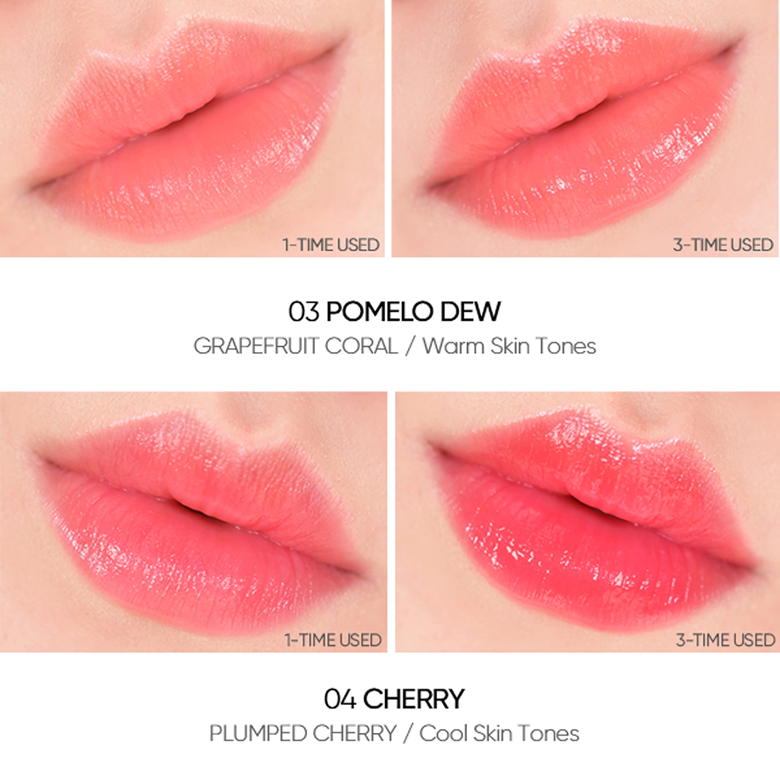 Amuse SEOUL DEW BALM 04 cHERRY  dewy vibrant red pink  Dewy, moisturizing, shimmery tinted, moist and healthy finish, vegan