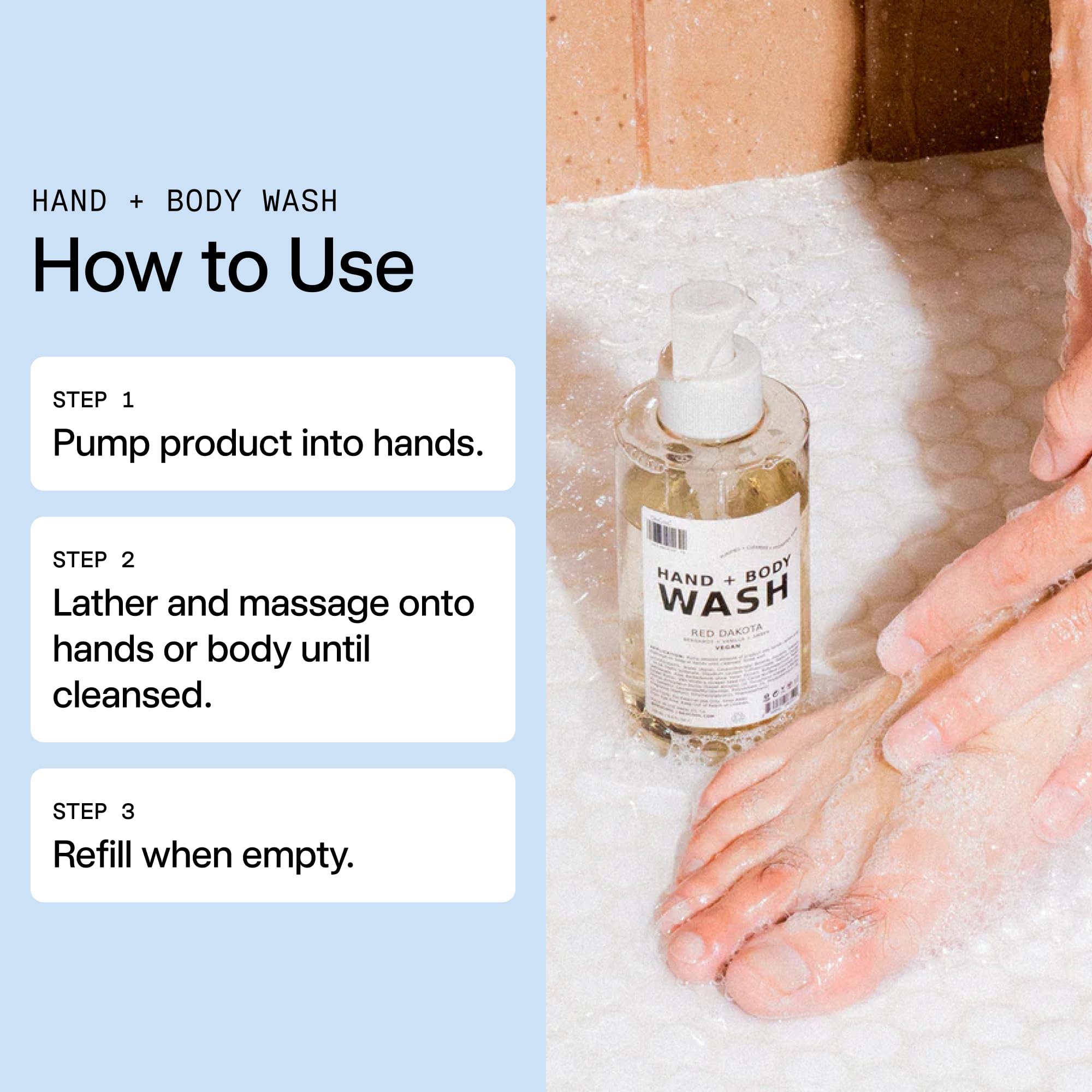 Dedcool Hand + Body Wash (Red Dakota, 2 Fl Oz) Natural Hydrating Body Wash Pump, Liquid Hand & Body Soap, Moisturizing Hand & Bo