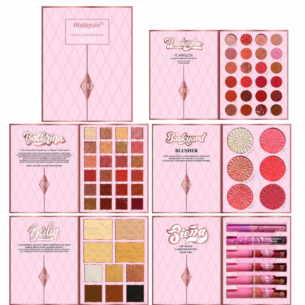 Absbyulo BookStyle Makeup Kit for Women and Teen Girls, Large FlipStyle Makeup Gift Set with MultiColor Eyeshadow Palette, Bl