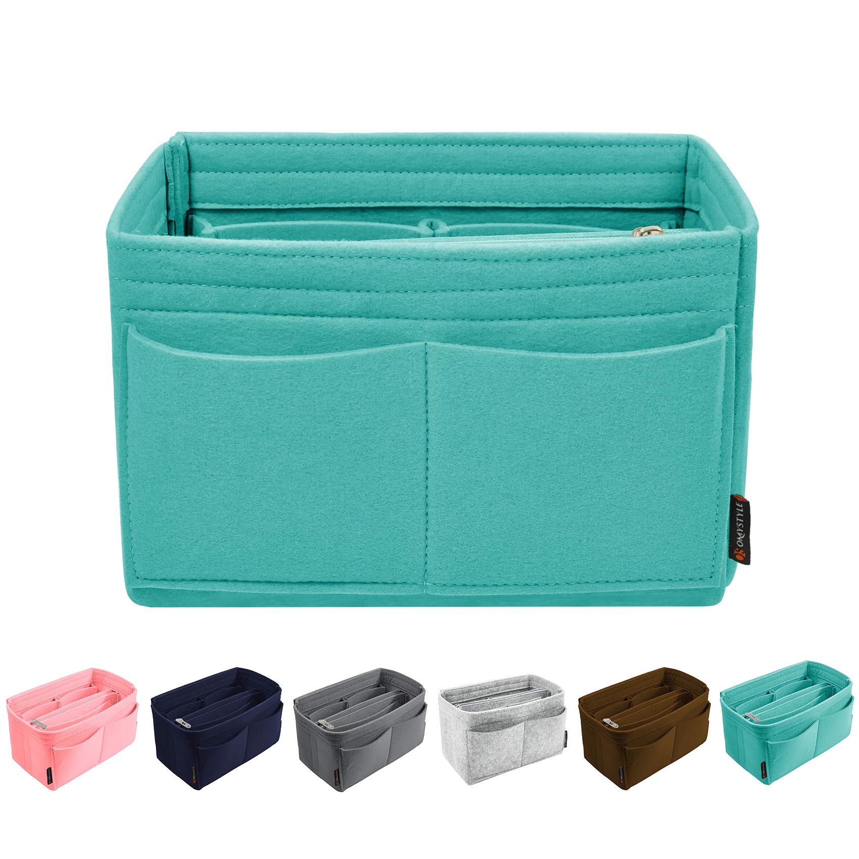OMYSTYLE Cyan Purse Organizer Insert for Handbags, Felt Bag Organizer for Tote & Purse, Tote Bag Organizer Insert with 5 Sizes,
