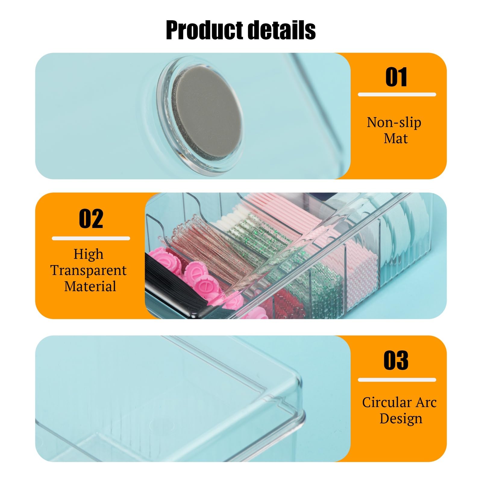 POCMKO Lash Extension Organizers and Storage, Lash Extension Supplies Organizer, Lash Cart Organizer, Acrylic Large Capacity Eye