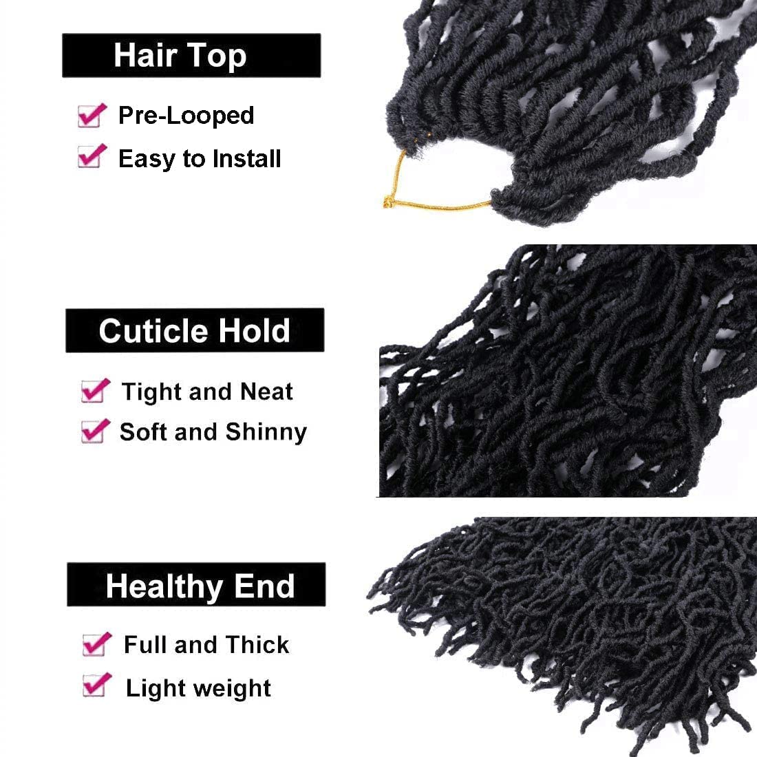 30 Inch Soft Locs Crochet Hair Pre Looped Faux Locs Crochet Braids Curly Wavy Goddess Locs Dreadlocs Synthetic Hair For Black Wo