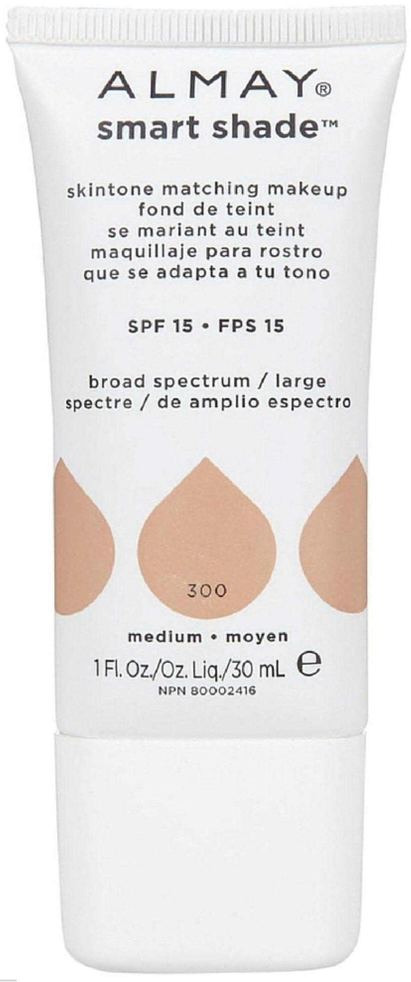 Almay Smart Shade Skin Tone Matching Makeup, Medium [300] 1 Oz (Pack Of 2)