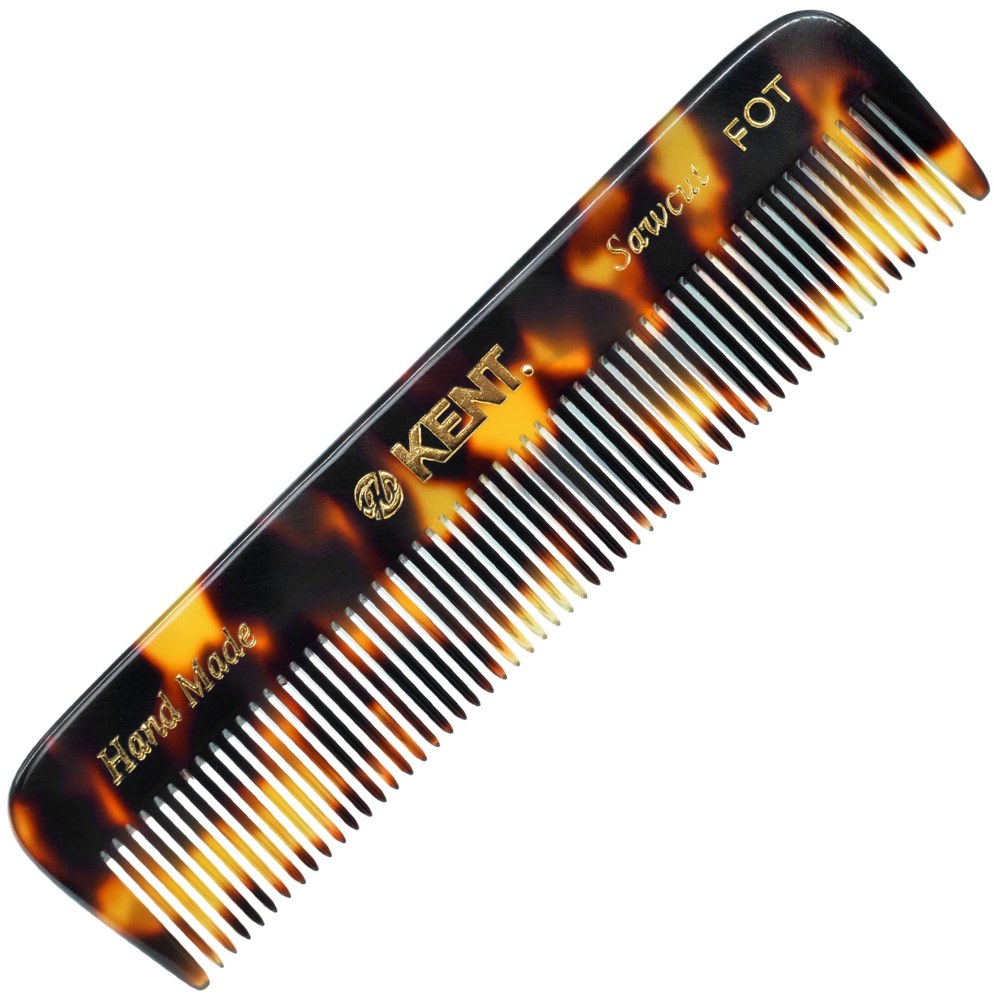 Kent FOT TY Fine Tooth Beard and Hair Comb - Handmade Travel Pocket Styling Comb for Thinning Hair, Mustache Care - Essential fo