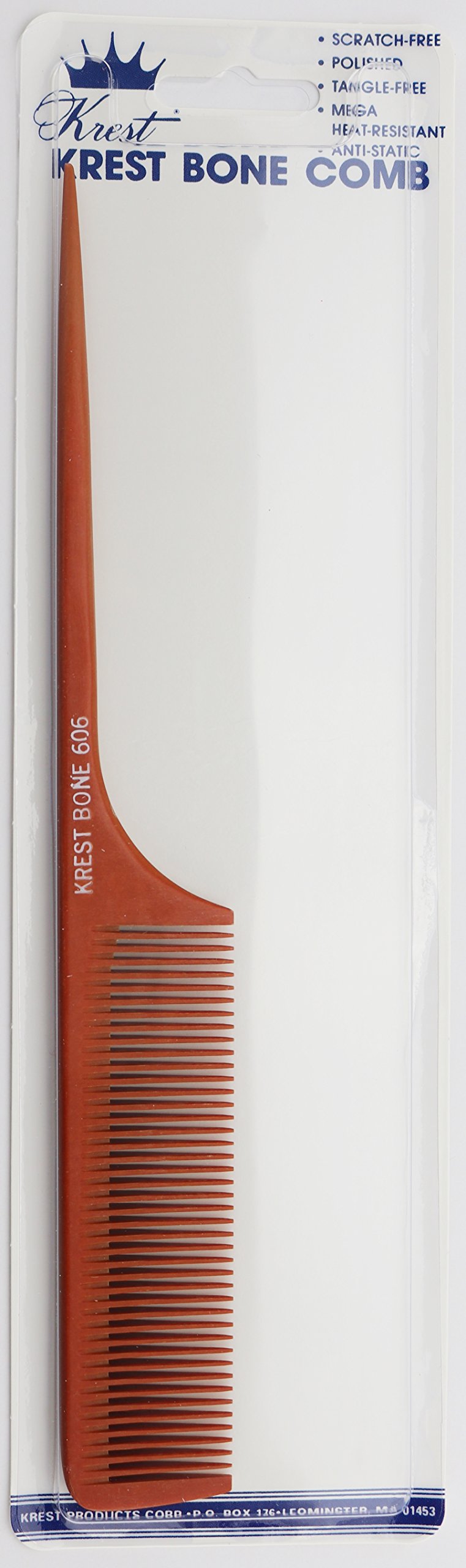 Krest Bone 9 Inch Fine Teeth Rattail Comb. Professional Comb. Heat Resistant Comb. Styling Combs. Detangle, Sectioning Comb.