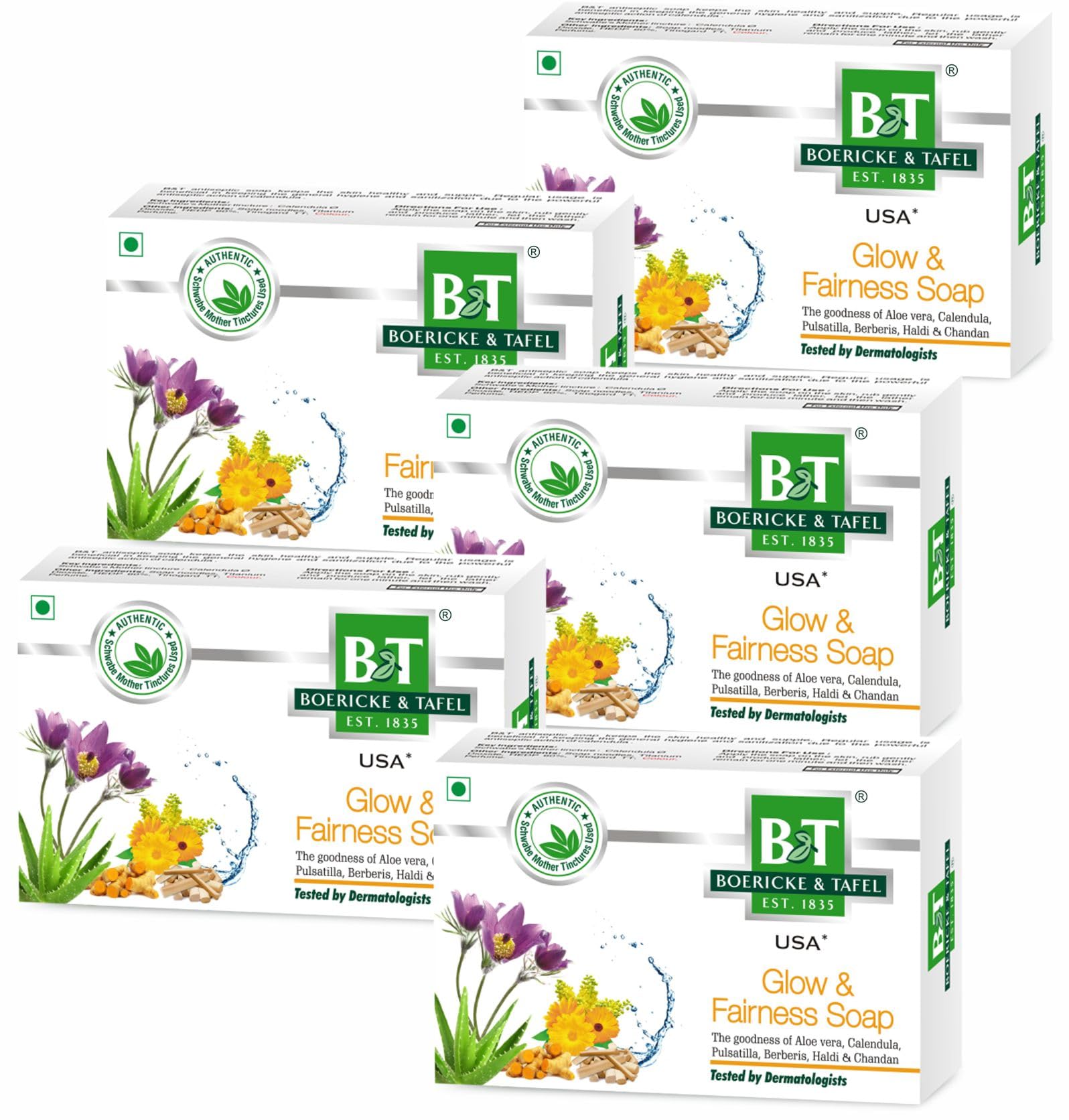 B&T Glow & Fairness Soap  For Healthy & Glowing Skin (Pack Of 5)