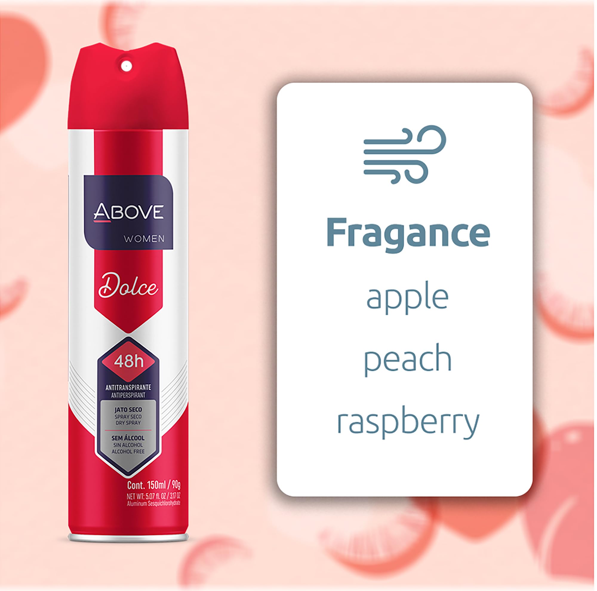 Above Dolce Vita - 48 Hours Antiperspirant Deodorant - Dry Spray For Women - Notes Of Apple, Berries And Mandarin - Protects Aga