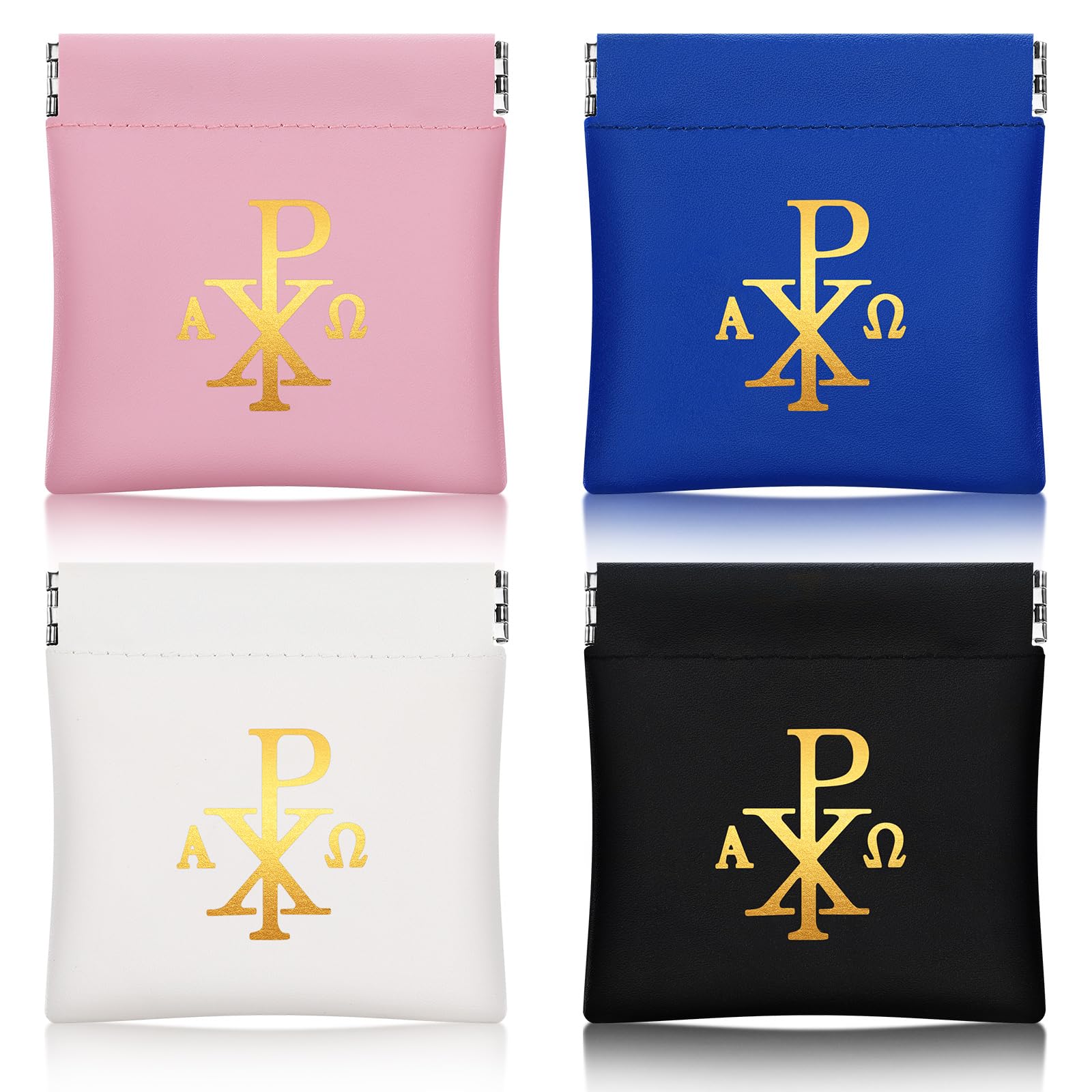 Dansydaisy 4 Pcs Rosary Pouch Catholic with Gold Cross Rosary Case PU Leather Pouches with Magnetic Top Bag for Men and Women, 4
