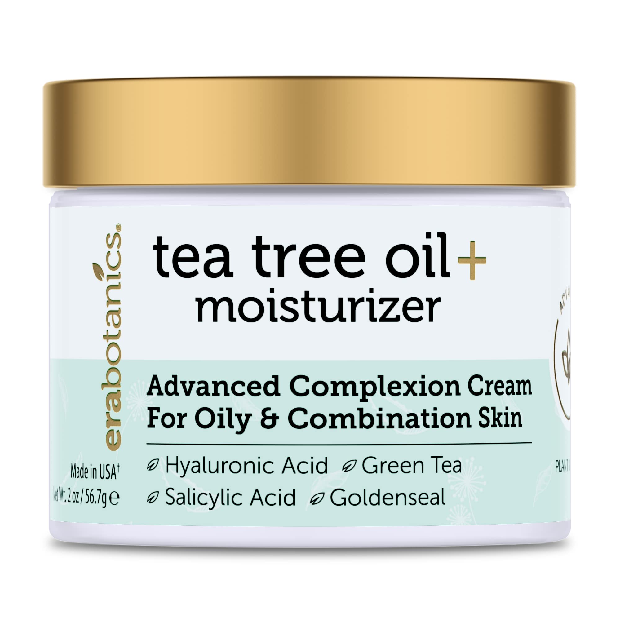 Era Organics Tea Tree Cream Face Moisturizer for Oily Skin - Advanced 7X Balancing Oily Skin Moisturizer - Non-Greasy Moisturize