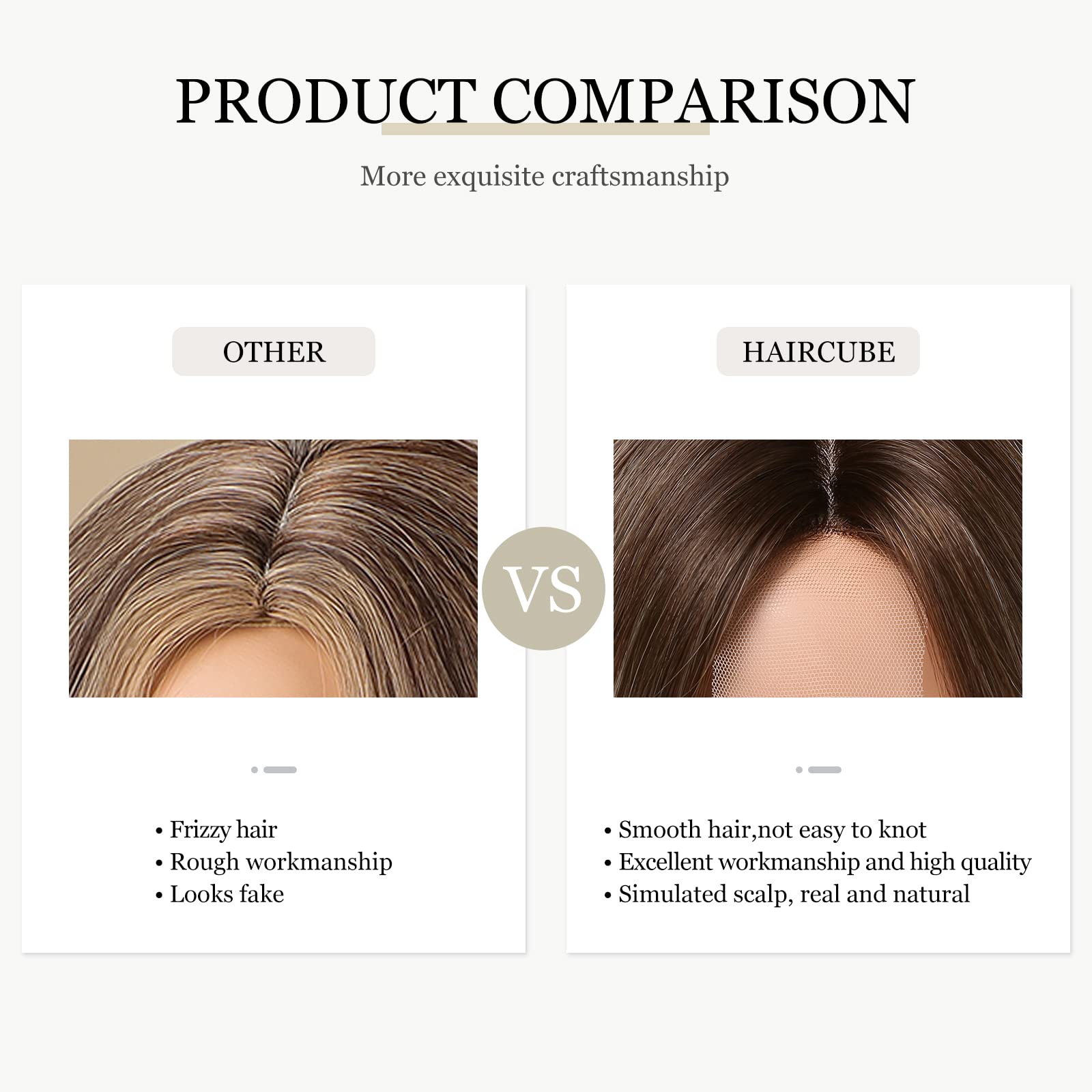 HAIRCUBE Brown Bob Wigs for Women,Short Hair Shoulder Length Wigs Side Part lace Hairline Synthetic Wigs