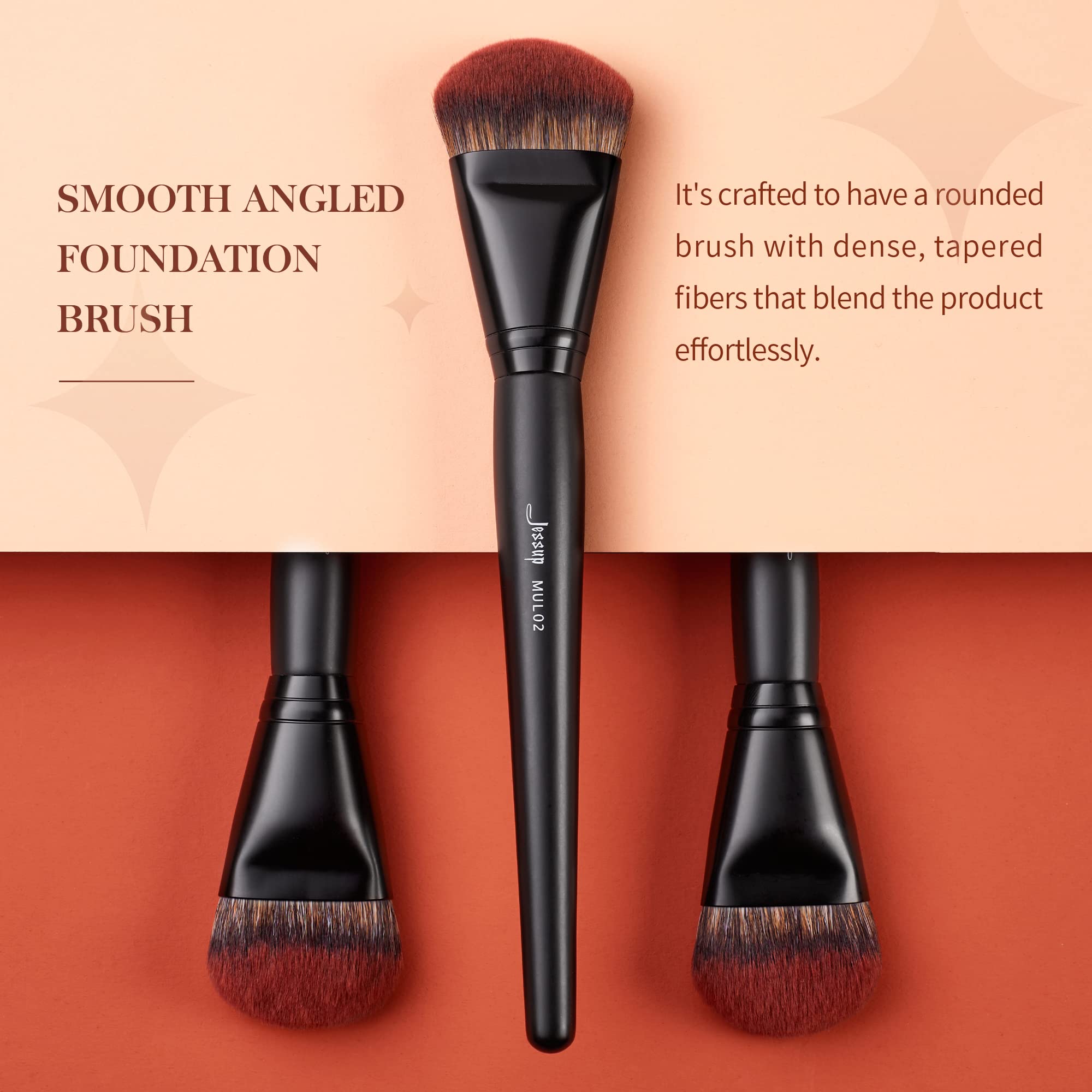 Jessup Foundation Brush For Liquid, Smooth Angled, Large Face Makeup Brush For Blending Liquid, Cream Mul02