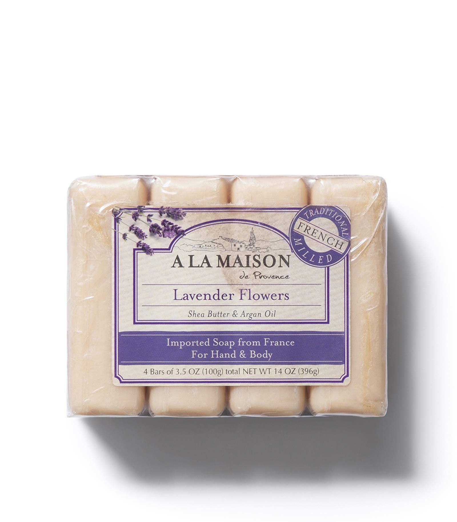 A LA MAISON - Lavender Aloe Bar Soap - Triple French Milled Natural Moisturizing Hand Soap Bar (4 Bars of Soap, 3.5 oz)