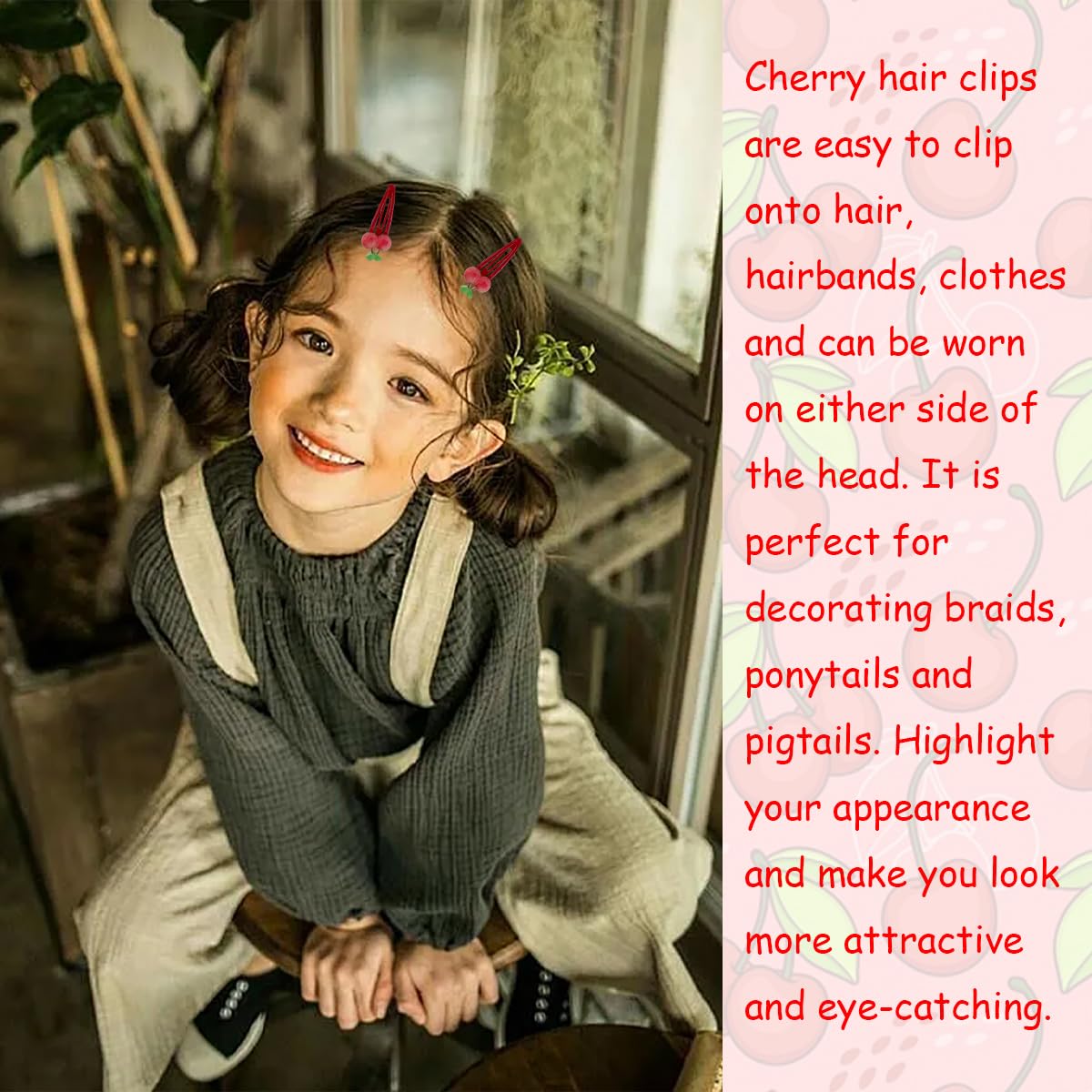 20 Pcs Sweet Cherry Hair Clips,Cherry Snap Hair Clip Fcherry Hair Barrettes for Girl Ruit Hair Barrettes for Women Girls