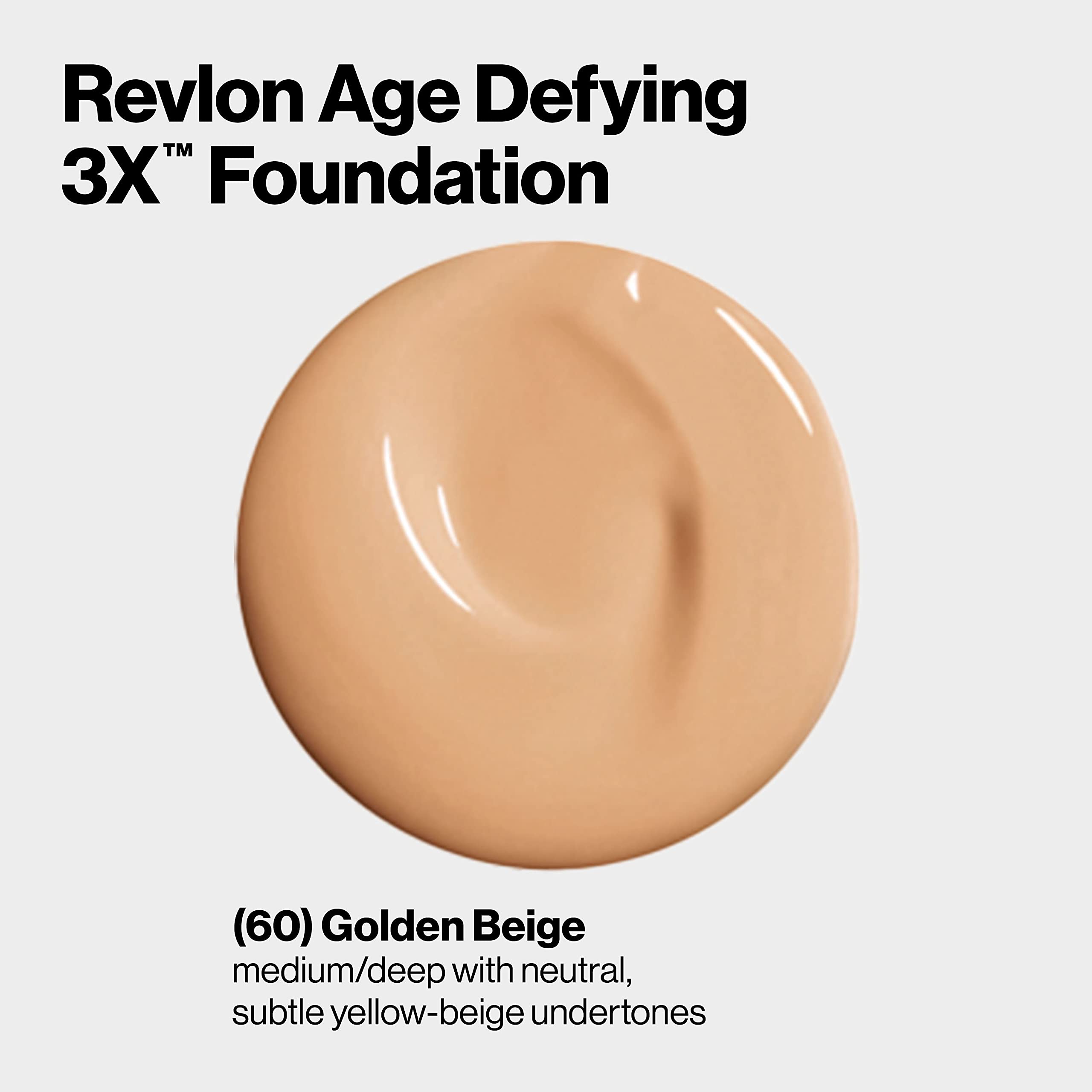 Revlon Age Defying 3X Makeup Foundation, Firming, Lifting and Anti-Aging Medium, Buildable coverage with Natural Finish SPF 20,