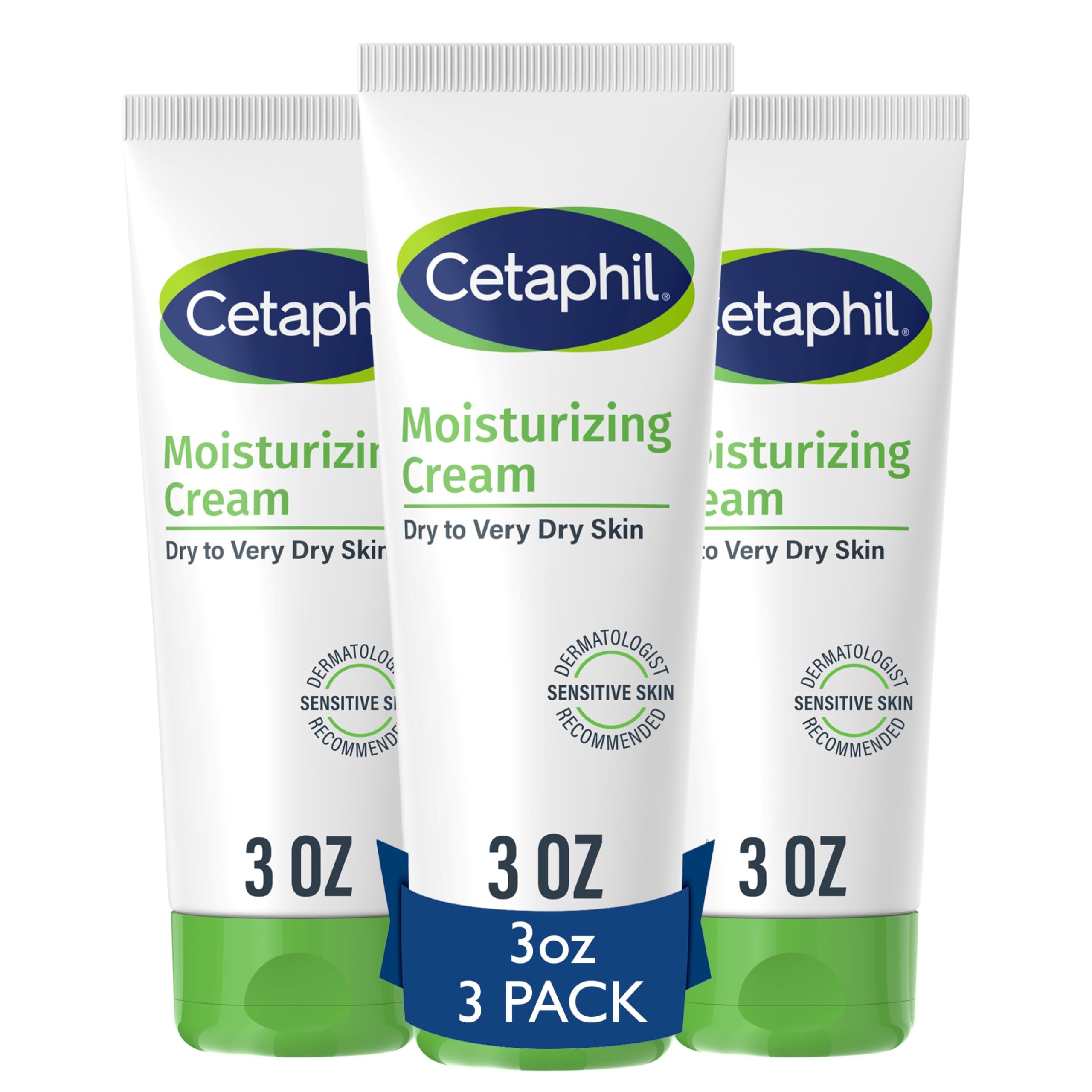 Cetaphil Body Moisturizer, Hydrating Moisturizing Cream For Dry To Very Dry, Sensitive Skin, New 3 Oz Pack Of 3, Fragrance Free,