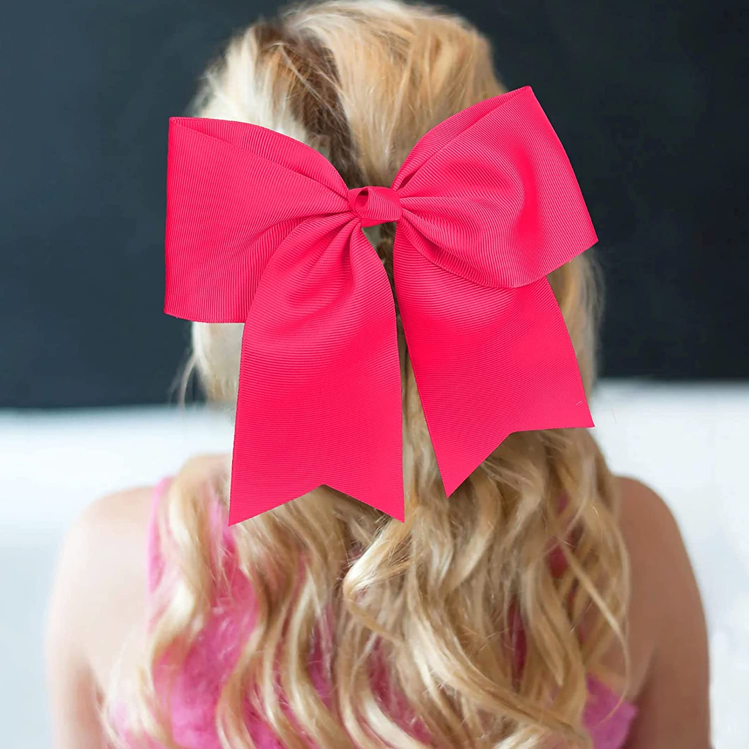 18Pcs 8'' Large Cheer Bow Rose Ponytail Holder Elastic Band Hair Ties Hair Bow Accessories For Cheerleading Teen Girls High Scho