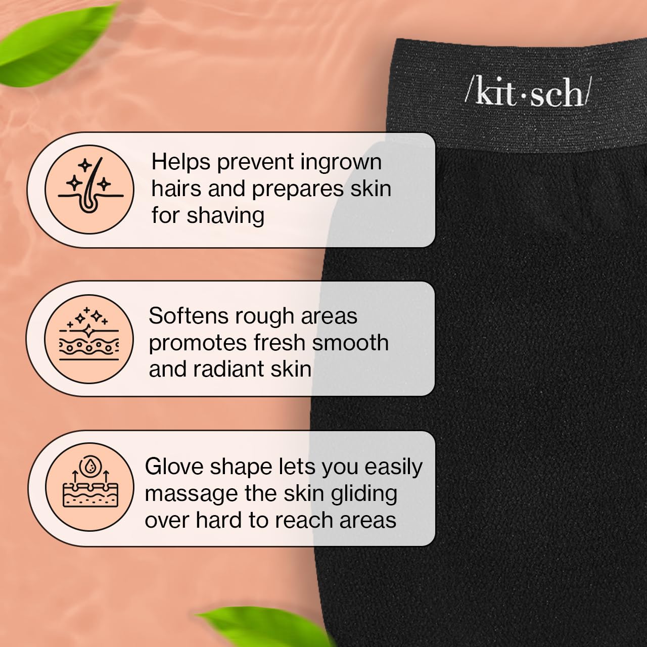 Kitsch Deep Exfoliating Glove - Eco Friendly Exfoliating Body Scrubber, Dead Skin Remover & Body Scrubber Exfoliator, Body Scrub