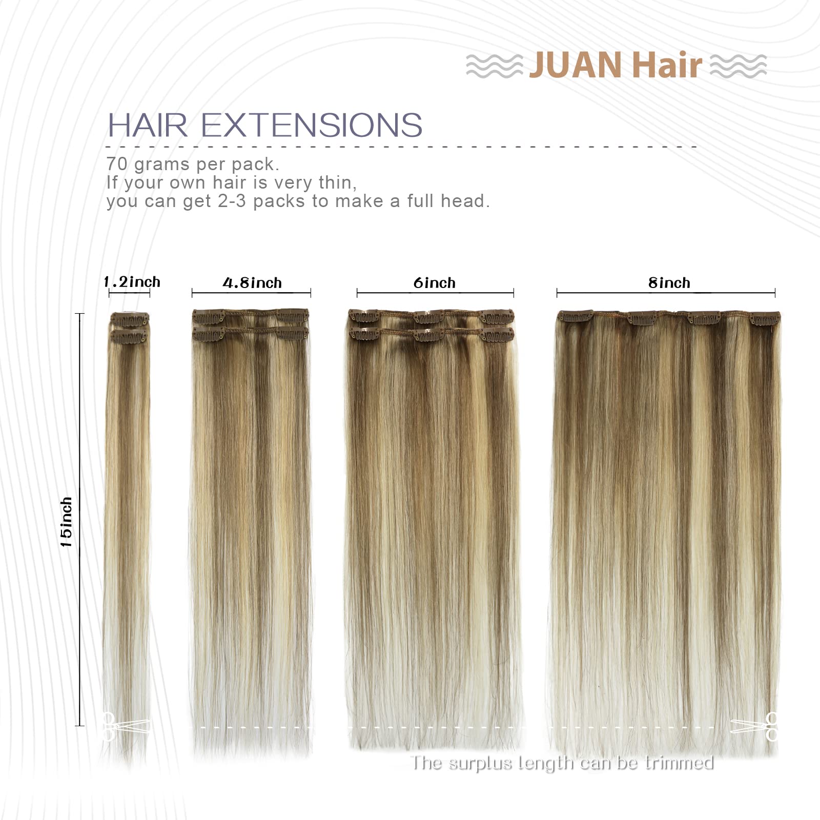 Clip in Hair Extensions Real Human Hair 70G Light Ash Blonde/Bleach Blonde 100% Remy Human Hair Clip in Extensions Soft Silky St