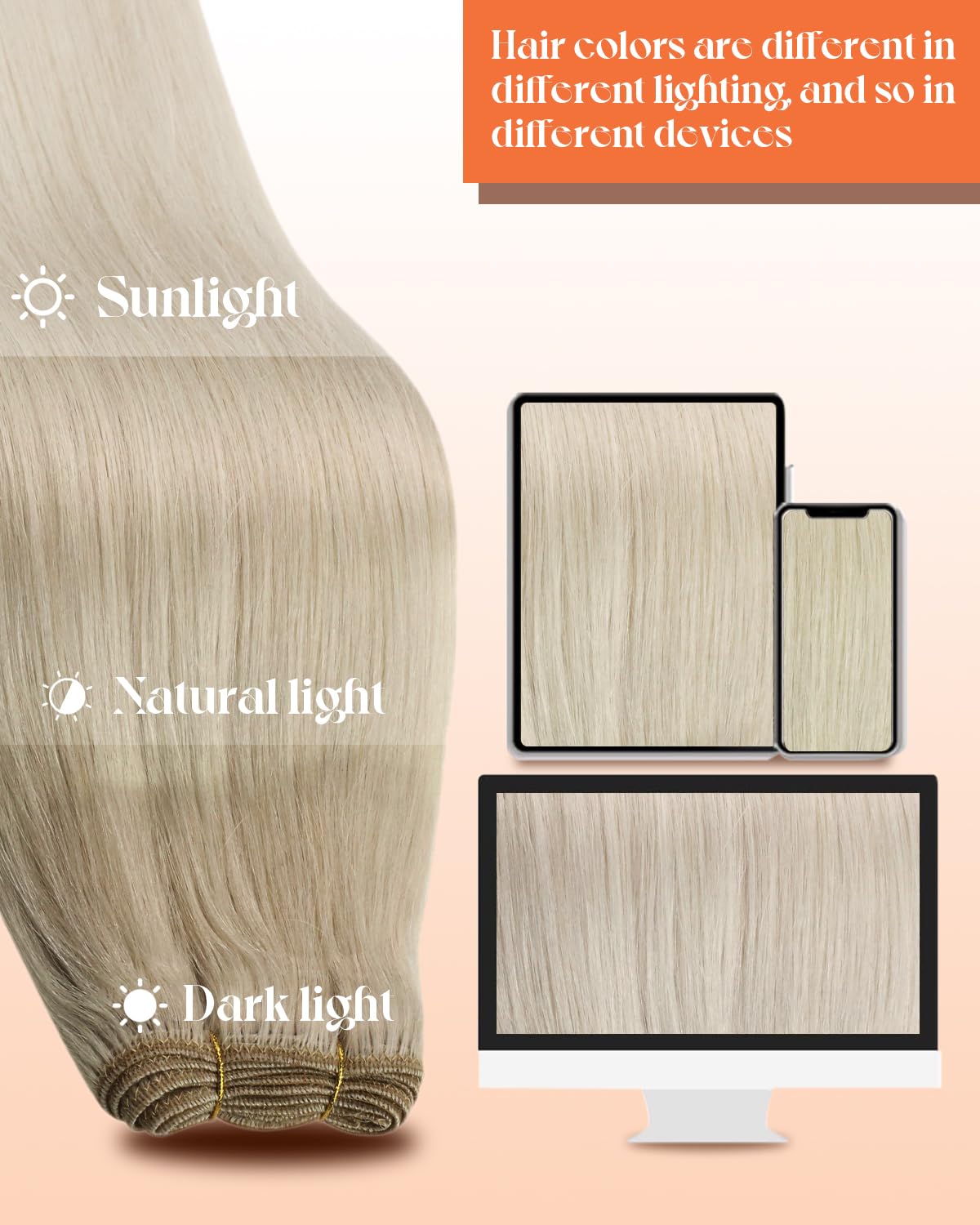 Sunny 120g Sew in Hair Extensions Real Human Hair Platinum Blonde Weft Hair Extensions Blonde Weft Hair Extensions Human Hair Ad