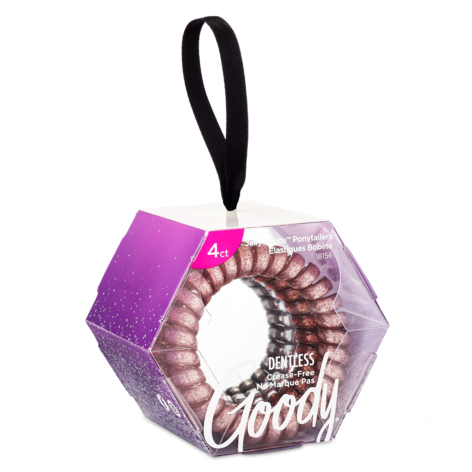 Goody Icy Holiday Coils - 4 Count, Assorted - Jelly Bands Ponytailers Hair Accessories for Men, Women, Boys and Girls to Style W