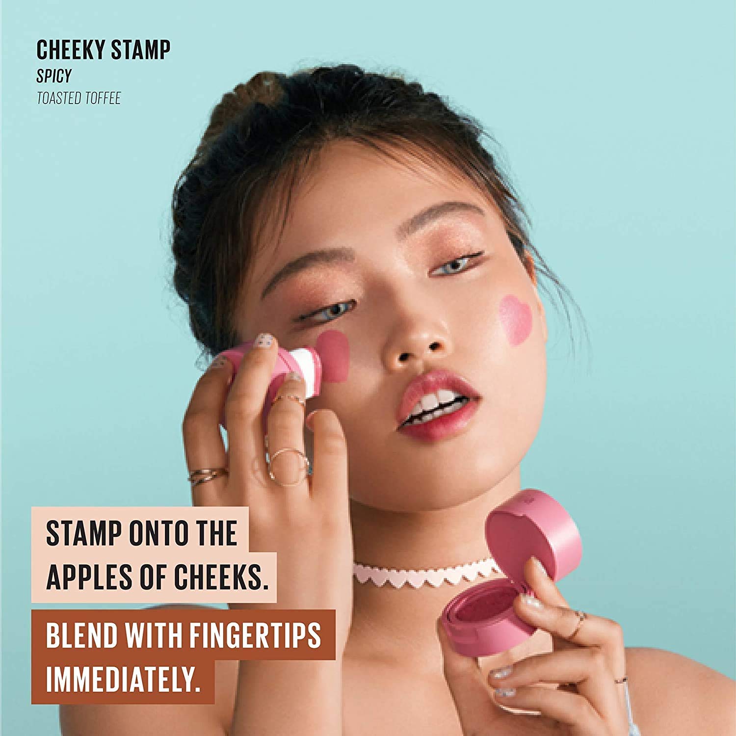 Kaja Blush - Cheeky Stamp | Gift, 7 Shades, Buildable & Blendable Shade with Heart-shaped Applicator, Coral Finish, 05 Sassy, 0.