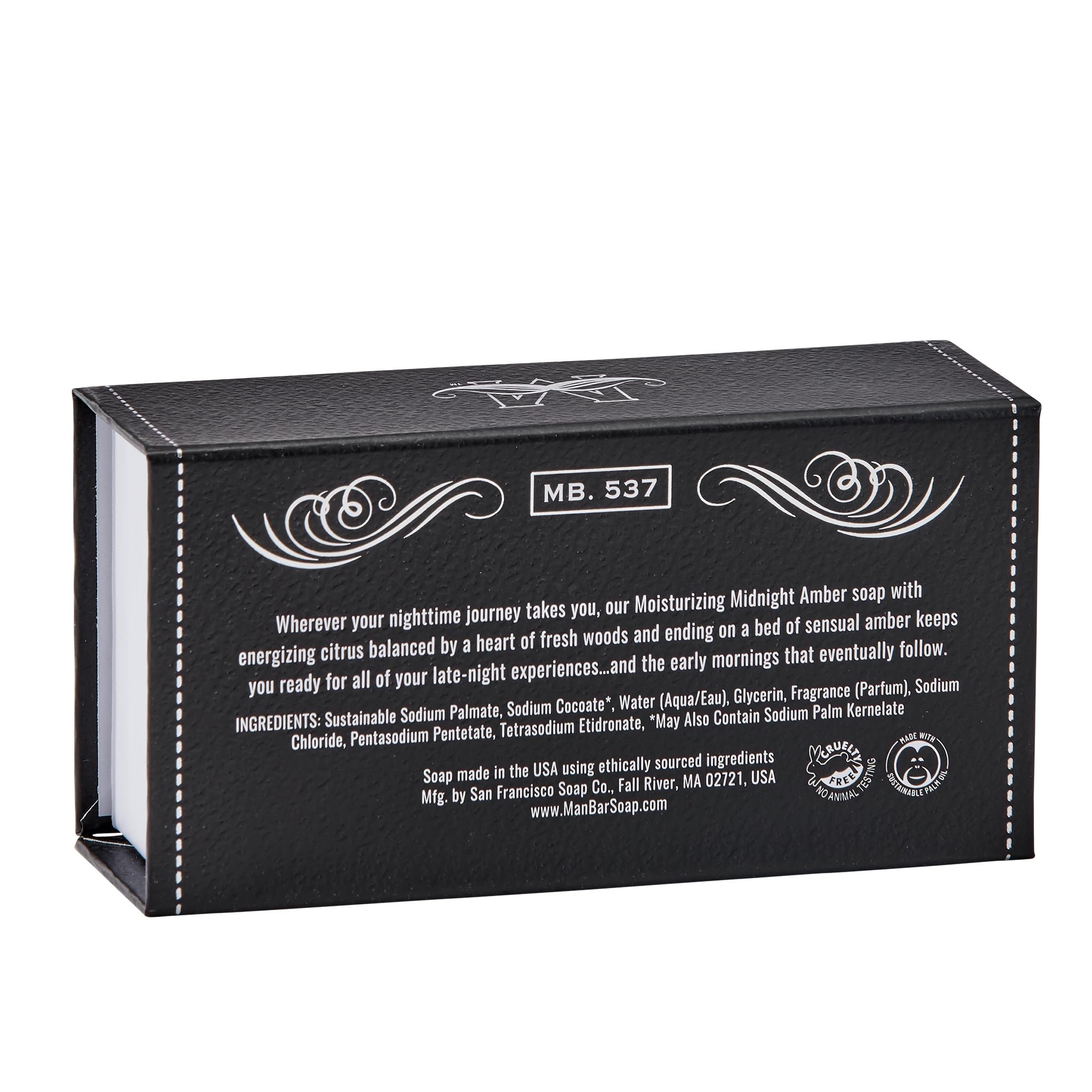 San Francisco Soap Company Midnight Amber Fragrance Man Bar - Moisturizing - No Harmful Chemicals - Good for All Skin Types - Ma