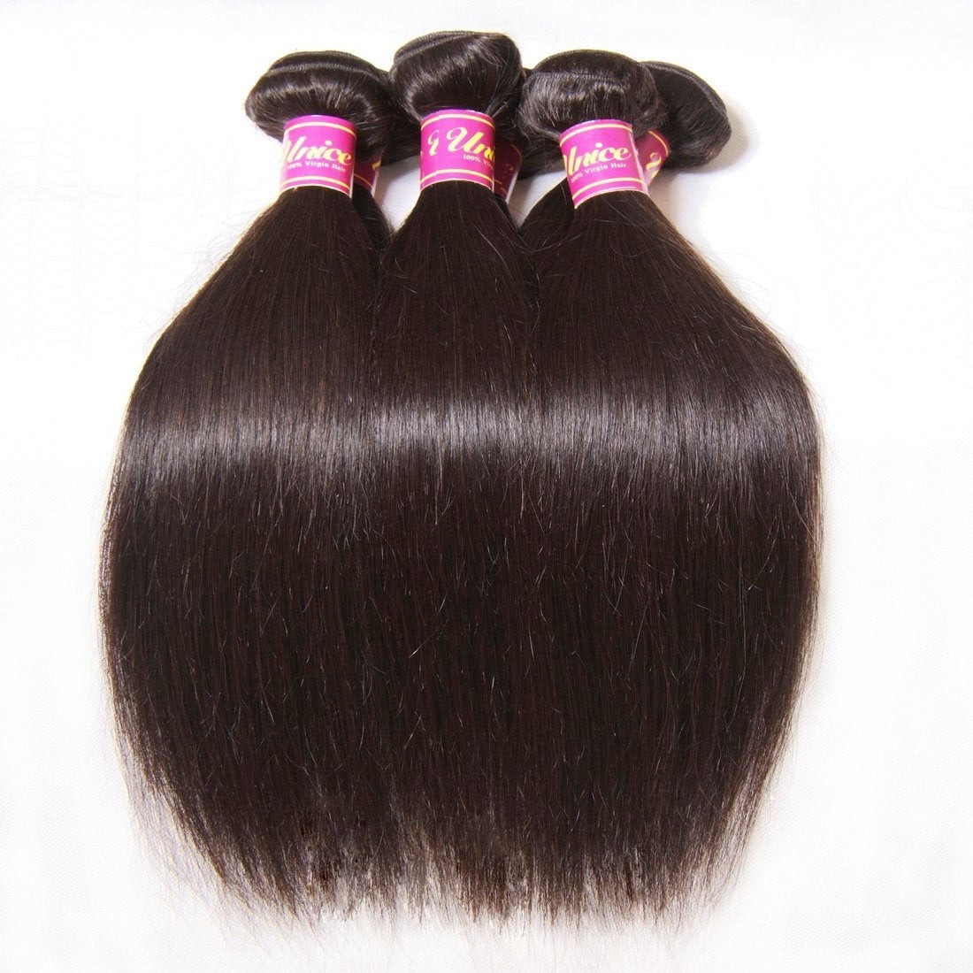 Unice 10A Straight Human Hair Weave 4 Bundles 30 30 30 30Inch, Malaysian Virgin Unprocessed Human Hair Wefts Hair Extensions Nat